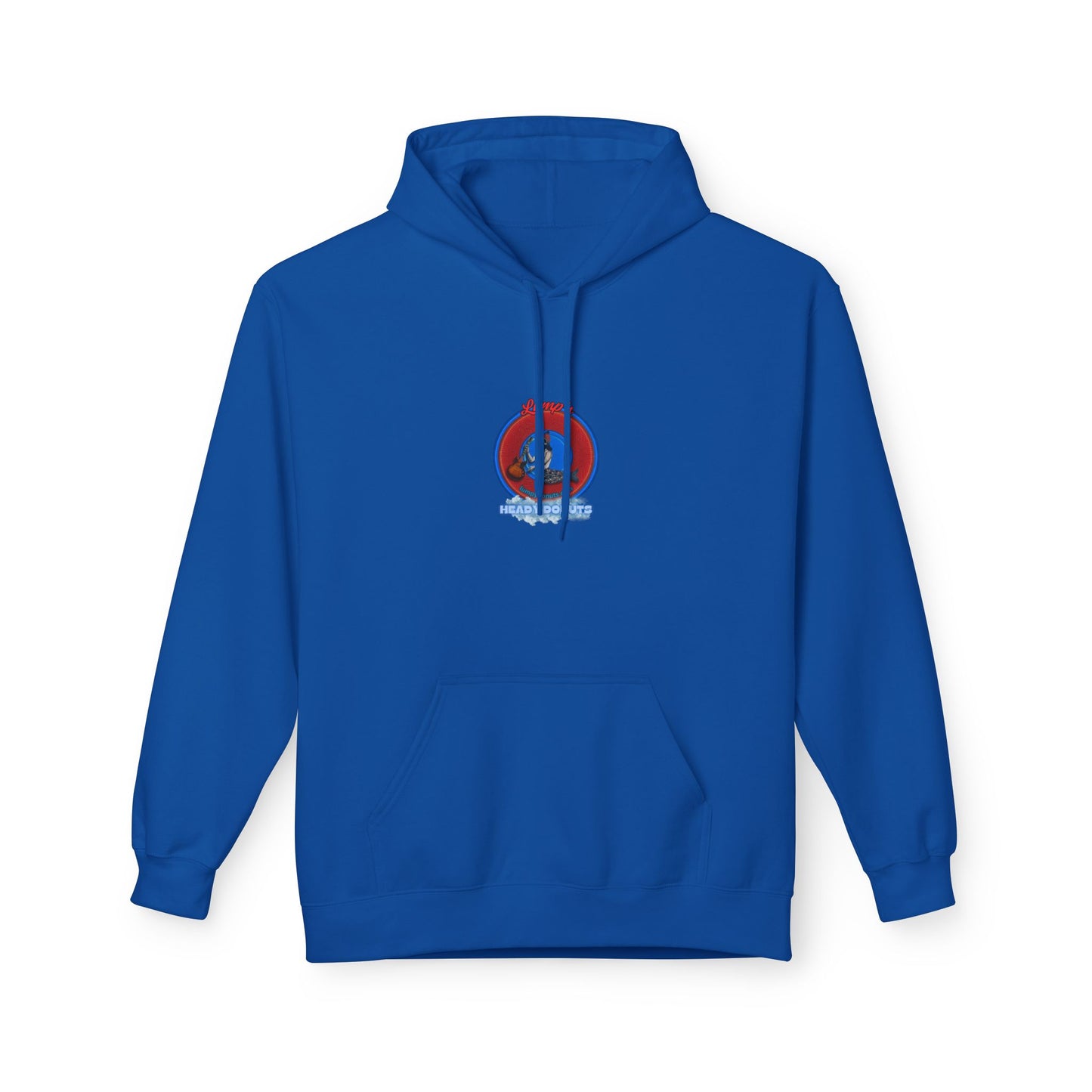 Unisex Fleece Hoodie - [Midweight Soft-style] - "Lump's Heady Logo" - w/rustic red donuts