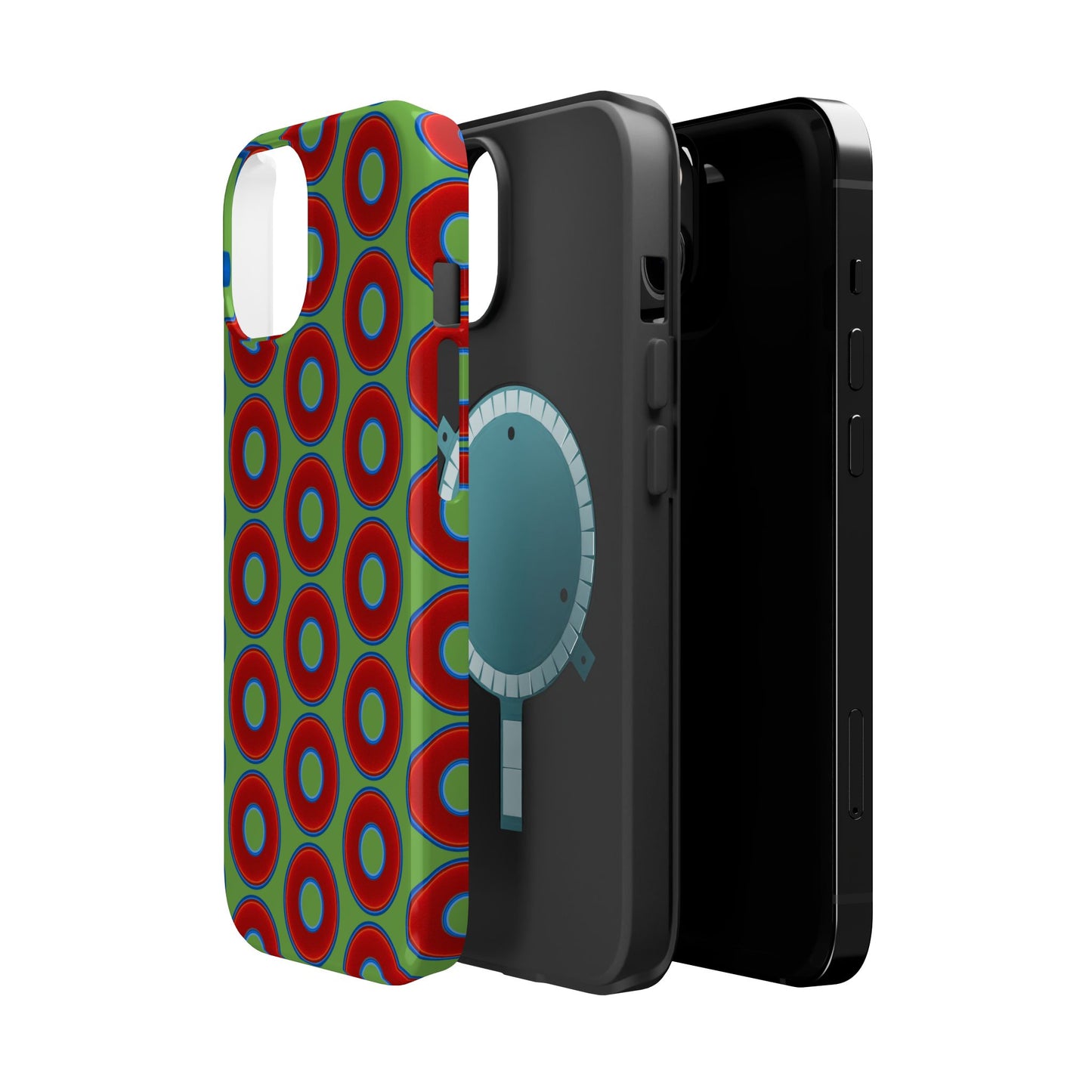 Magnetic Tough Donut Case - red vivid donut print w/light green background