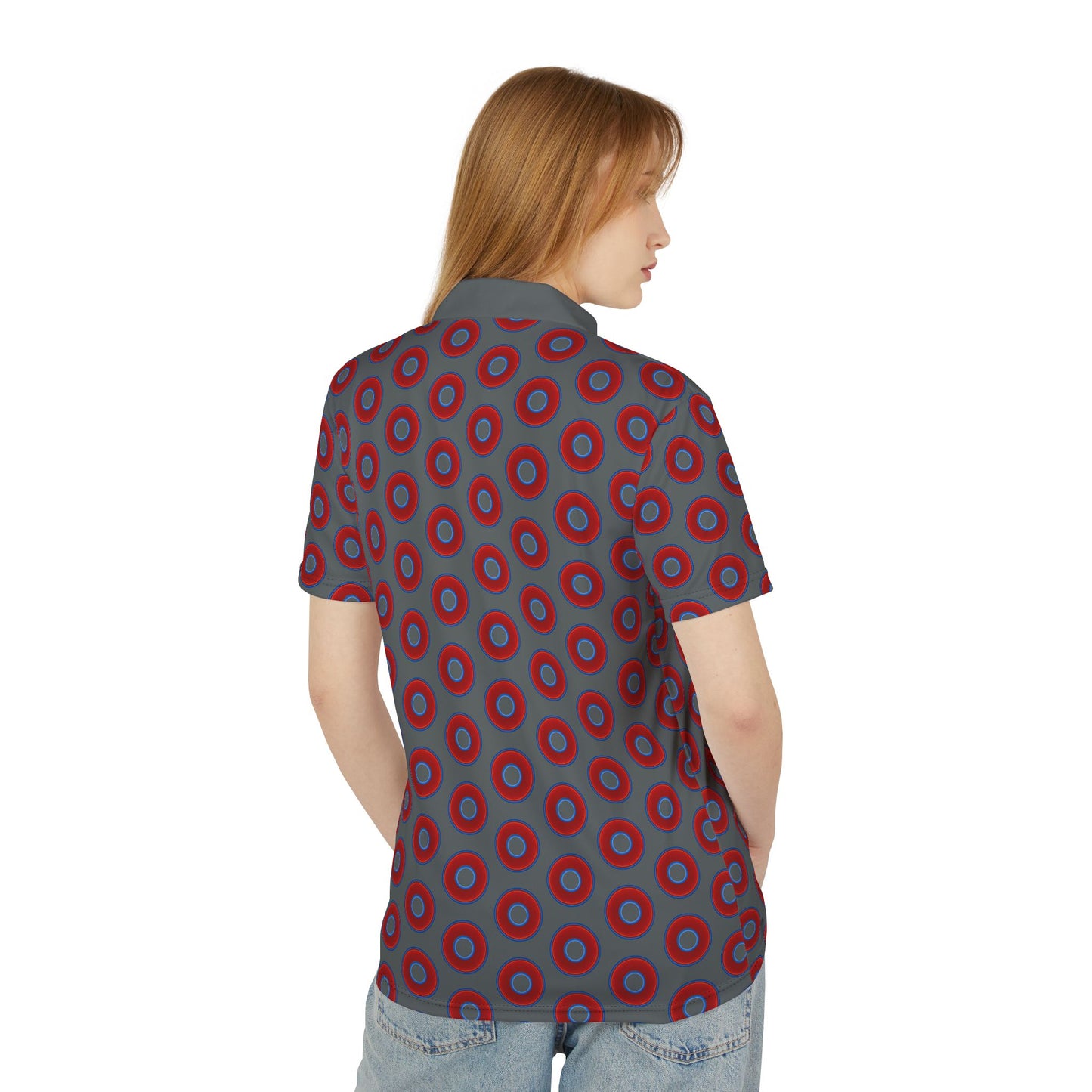 AOP Donut Polo - vivid donut print w/dark gray background [unisex]