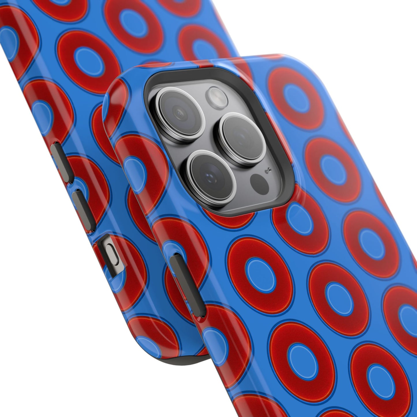Magnetic Tough Donut Case - red vivid donut print w/light royal blue background