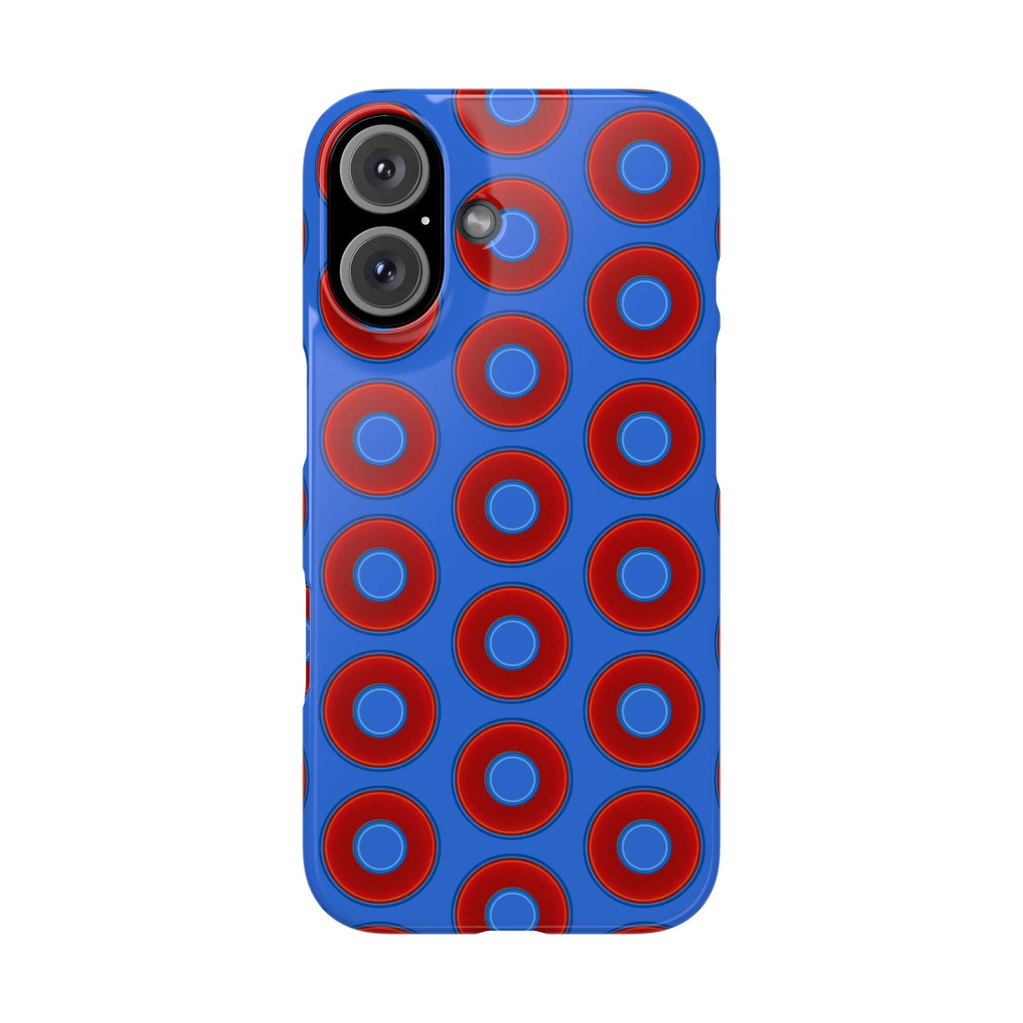 Lumpy Donut Snap Case - red vivid donut print w/medium royal blue background