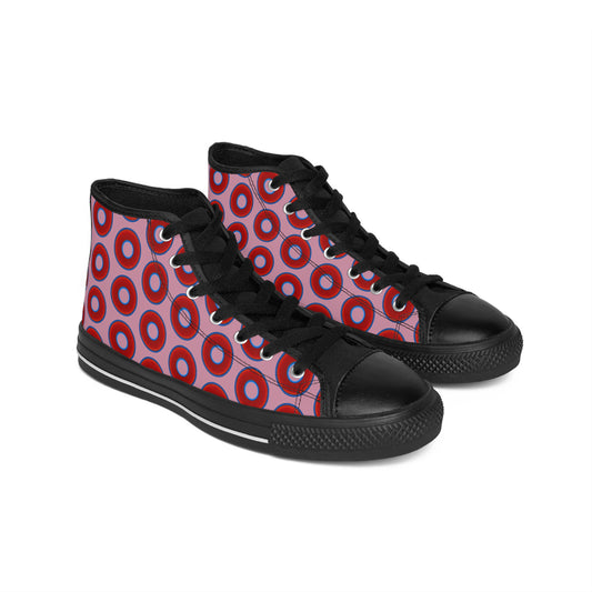 Men's Cushiony Convectors - High Tops - red vivid donuts w/pale magenta background