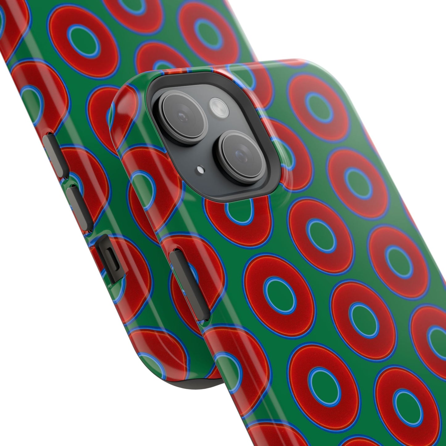 Magnetic Tough Donut Case - red vivid donut print w/green background