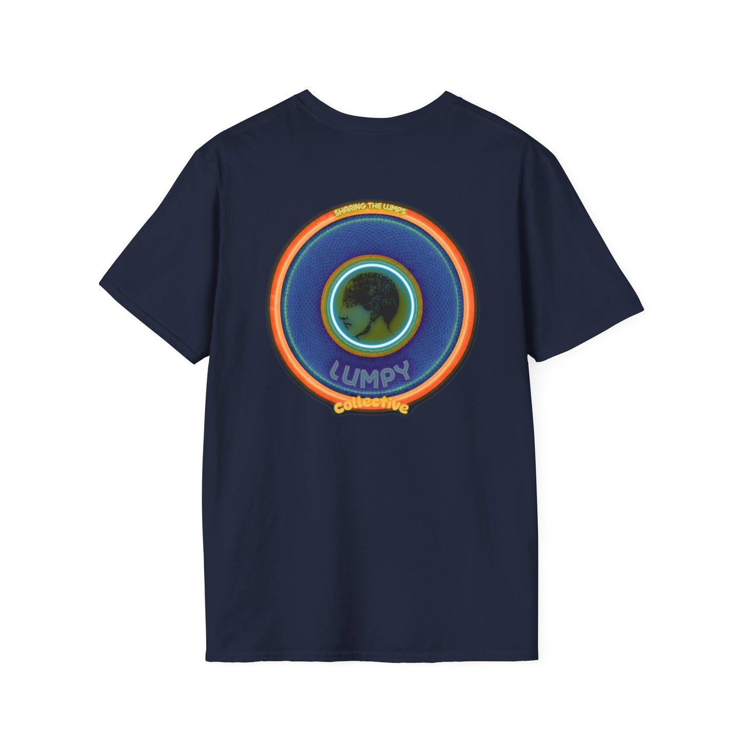 Classic Donut Tee - Unisex Soft-Style - "Lumpy Collective Donut" - blue/orange lumpy donut - variant 4