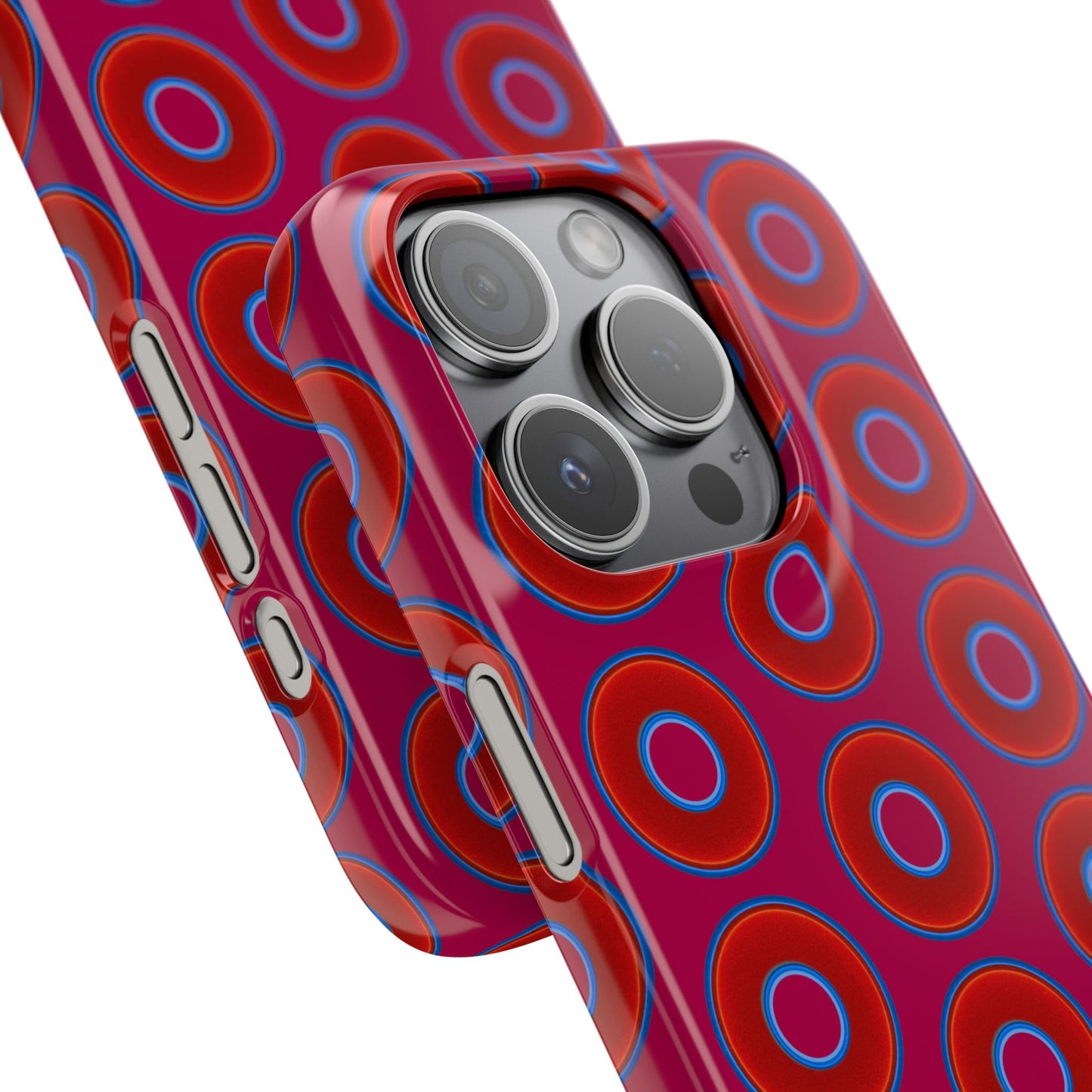 Lumpy Donut Snap Case - red vivid donut print w/dark magenta background