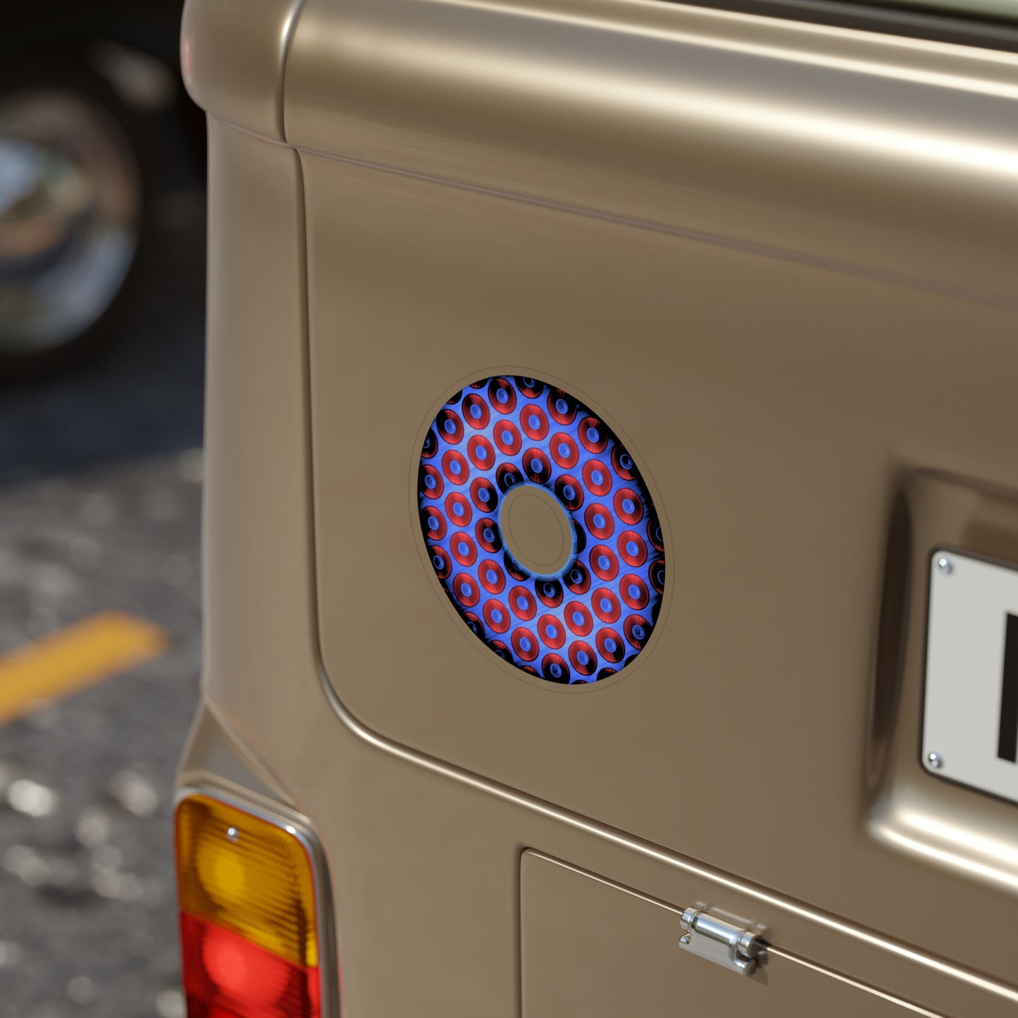 Donut Bumper/Outdoor Sticker - "Bling Donut" - series 1.0 - variant 3 - red/blue - [Die-Cut] 6"x 6"