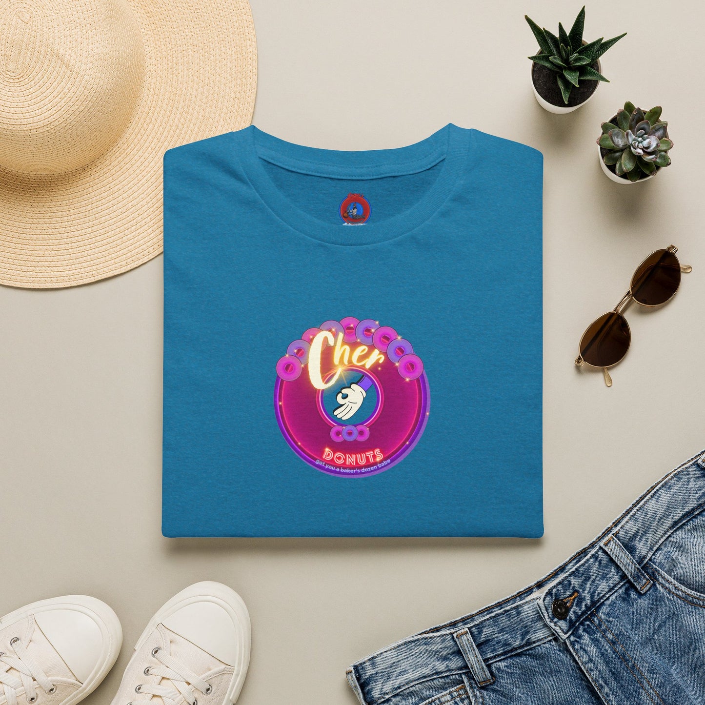 Classic Donut Tee - Unisex Soft-Style - "Chering is Caring Donut' - vivid magenta/purple donut