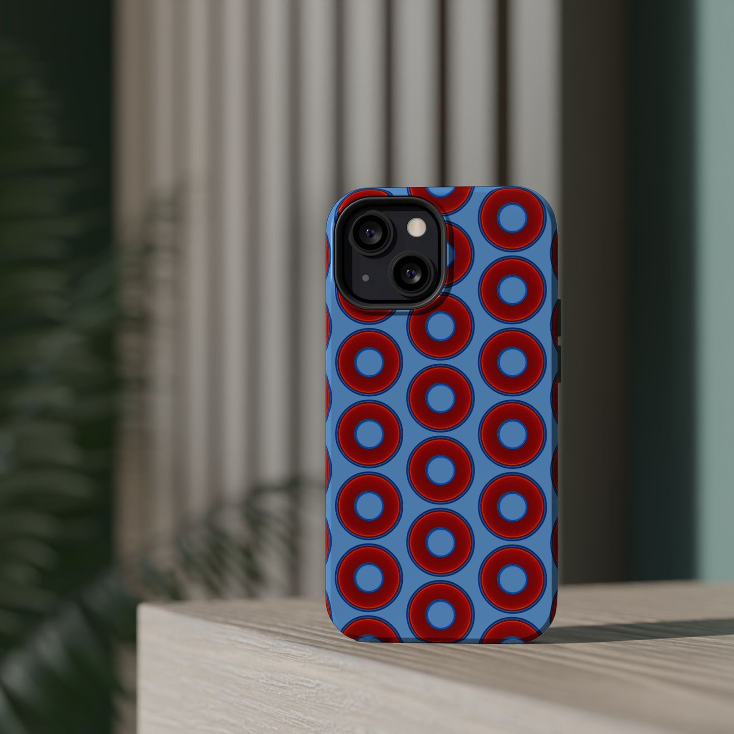 Magnetic Tough Donut Case - red vivid donut print w/light blue background
