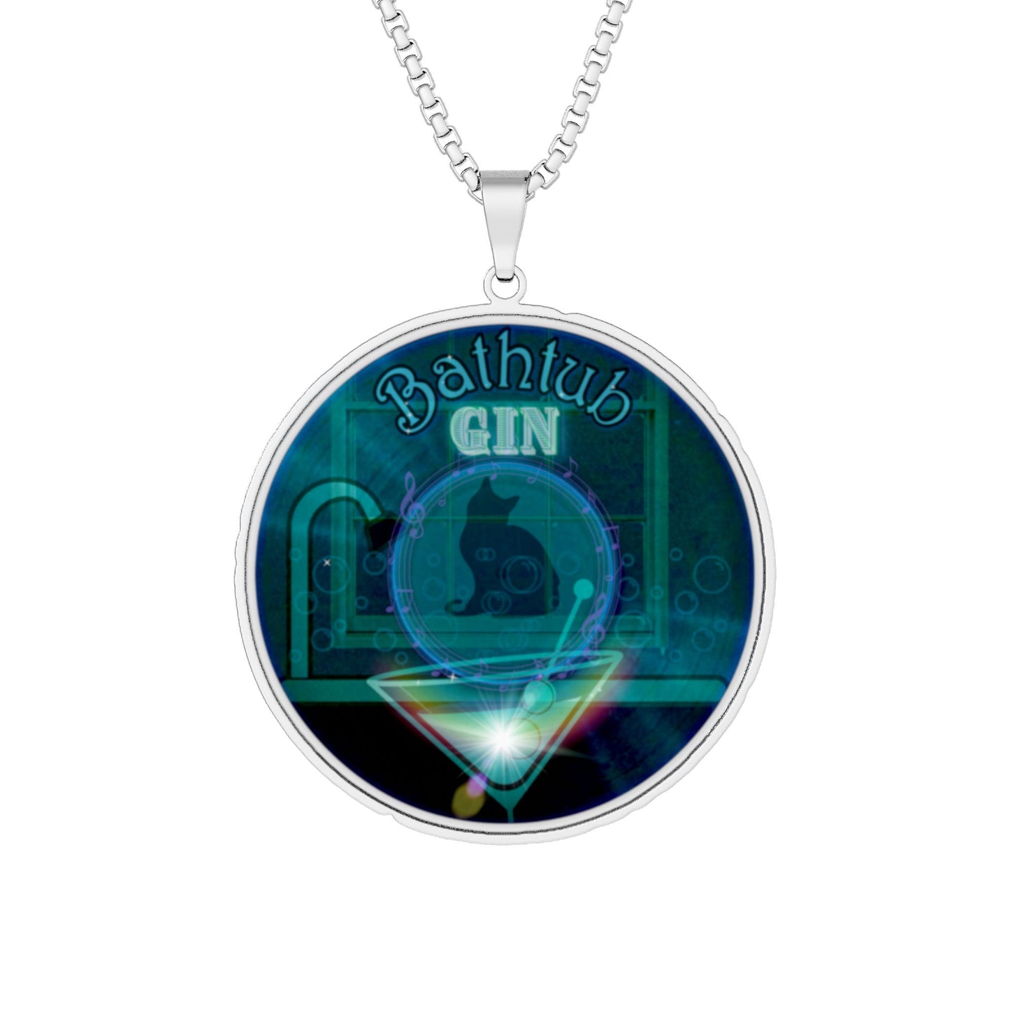 Lump's Heady Donut Necklace - 1" x 1" Stainless Steel Pendant - "Wendy's Preferred Donut Pendant" - vivid record donut