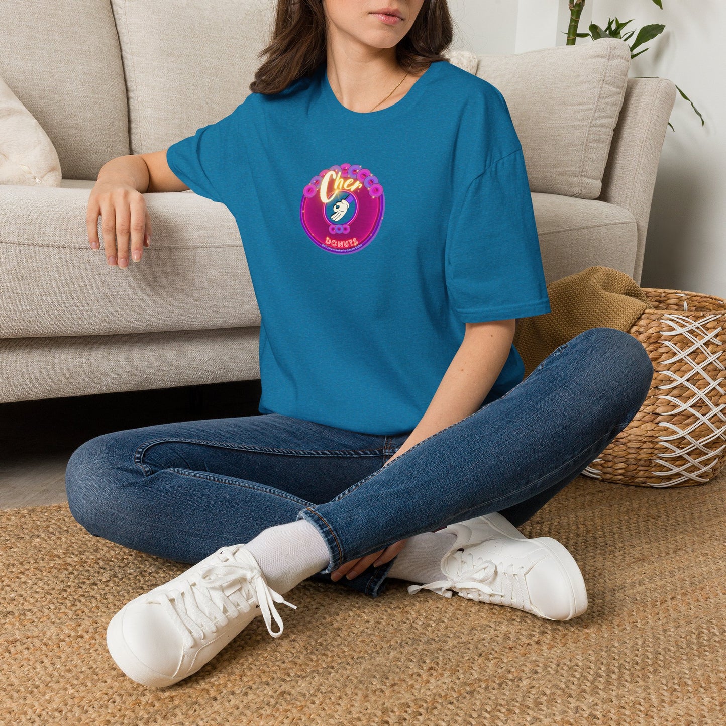 Classic Donut Tee - Unisex Soft-Style - "Chering is Caring Donut' - vivid magenta/purple donut