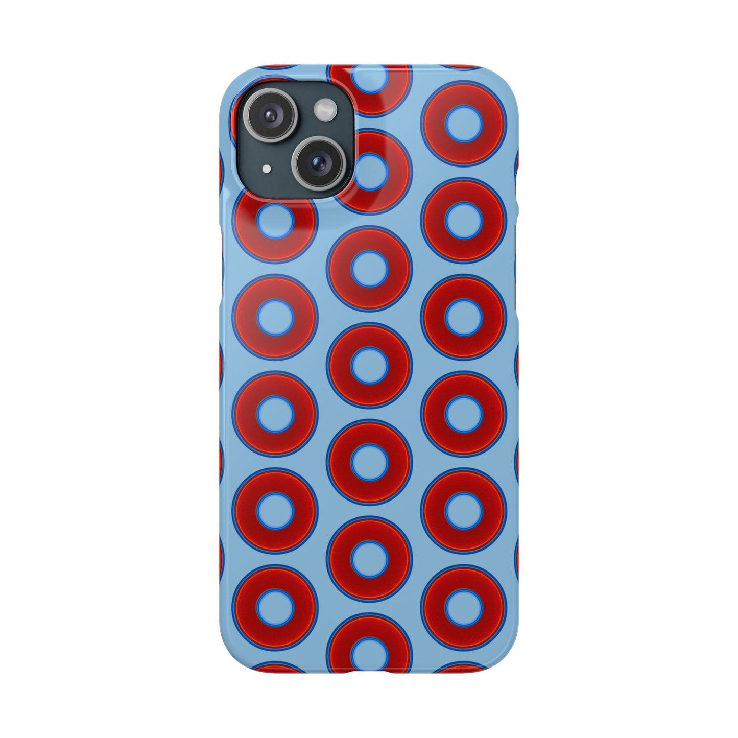 Lumpy Donut Snap Case - red vivid donut print w/sky blue background