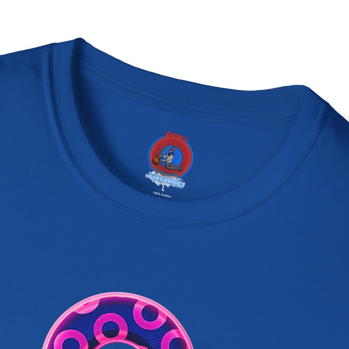 Plain Donuts/Unisex Soft-Style - "Plain Rustic Paradoxical Donuts" - hot pink/dark blue donuts