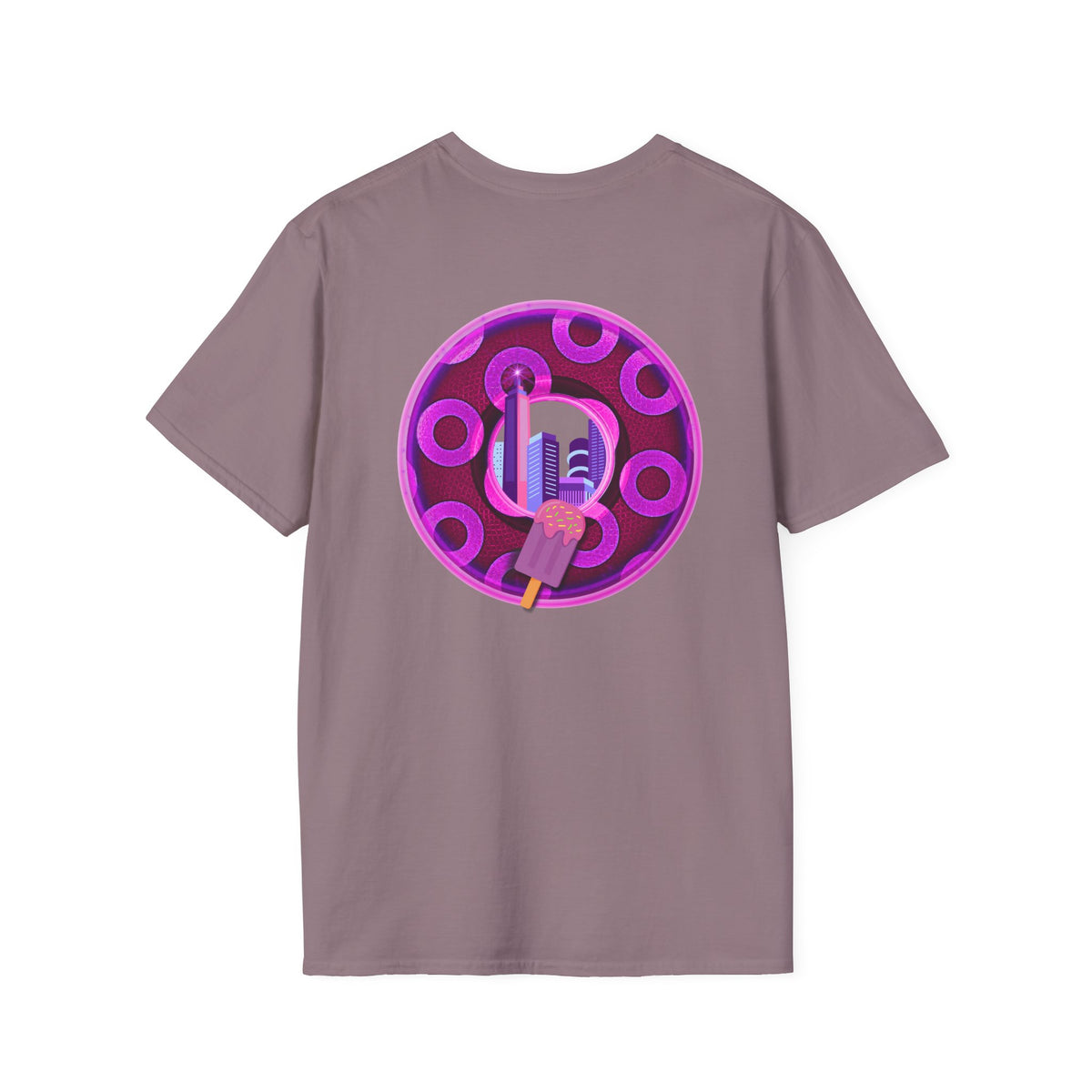 Classic Donut Tee - Unisex Soft-Style - "It's Ice Cream Popsicles - YEMSG Donut" - purple/magenta paradox donut - variant 2
