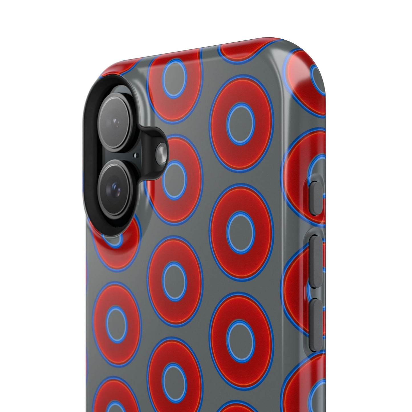 Impact-Resistant Lumpy Donut Case - red vivid donut print w/dark gray background