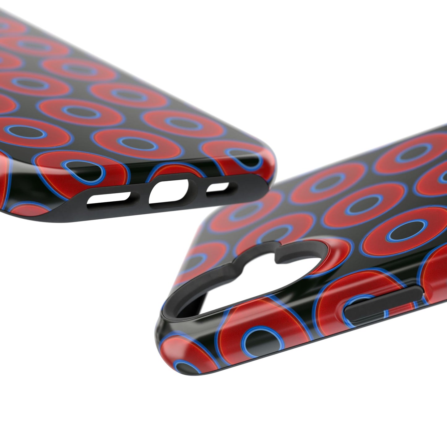Magnetic Tough Donut Case - red vivid donut print w/midnight green background