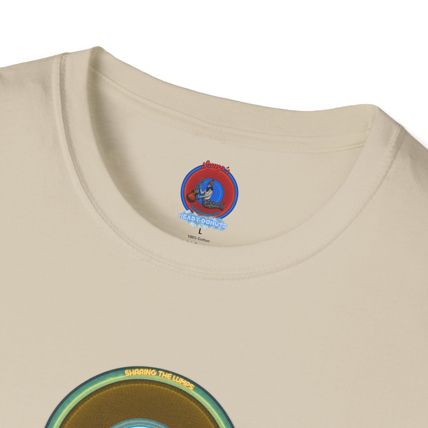 Classic Donut Tee - Unisex Soft-Style - "Lumpy Collective Donut" - bronze/green lumpy donut - variant 5