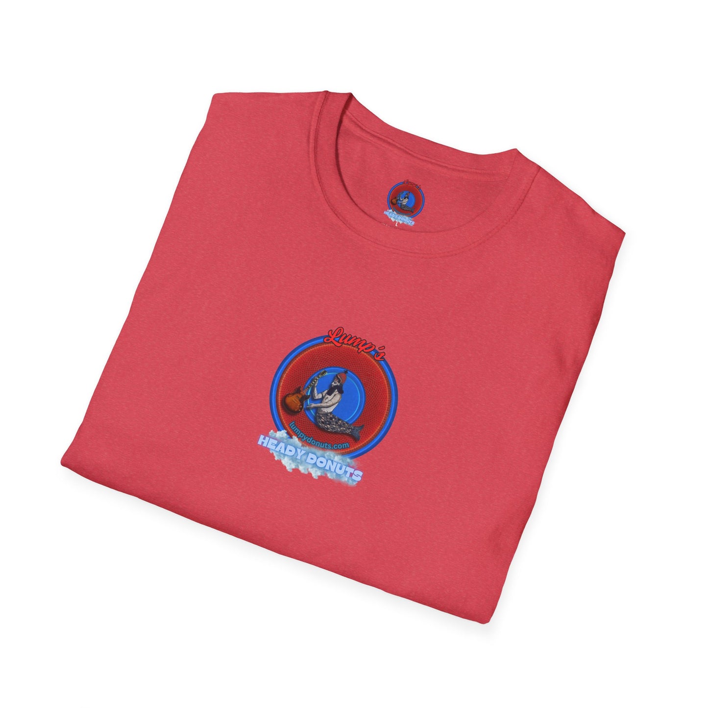 Classic Donut Tee - Unisex Soft-Style - "Lump's Heady Donuts Logo" - series 1.0  - red/blue rustic donut