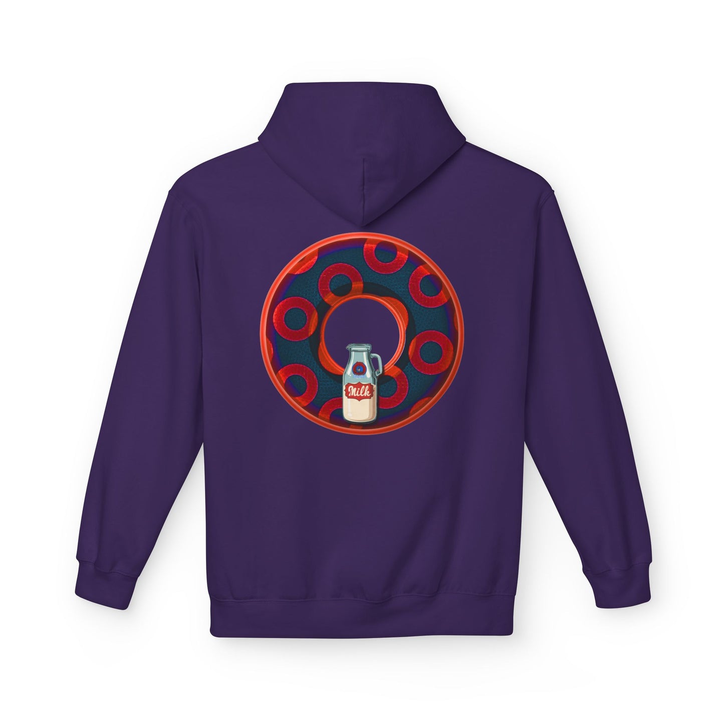 Fleece Harry Hoodies [Midweight Soft-style] - "Wooked Cream Dairy - YEMSG Donut" - navy blue/red rustic paradox donut - variant 3