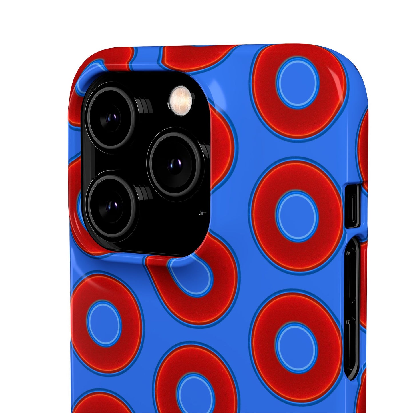 Lumpy Donut Snap Case - red vivid donut print w/medium royal blue background