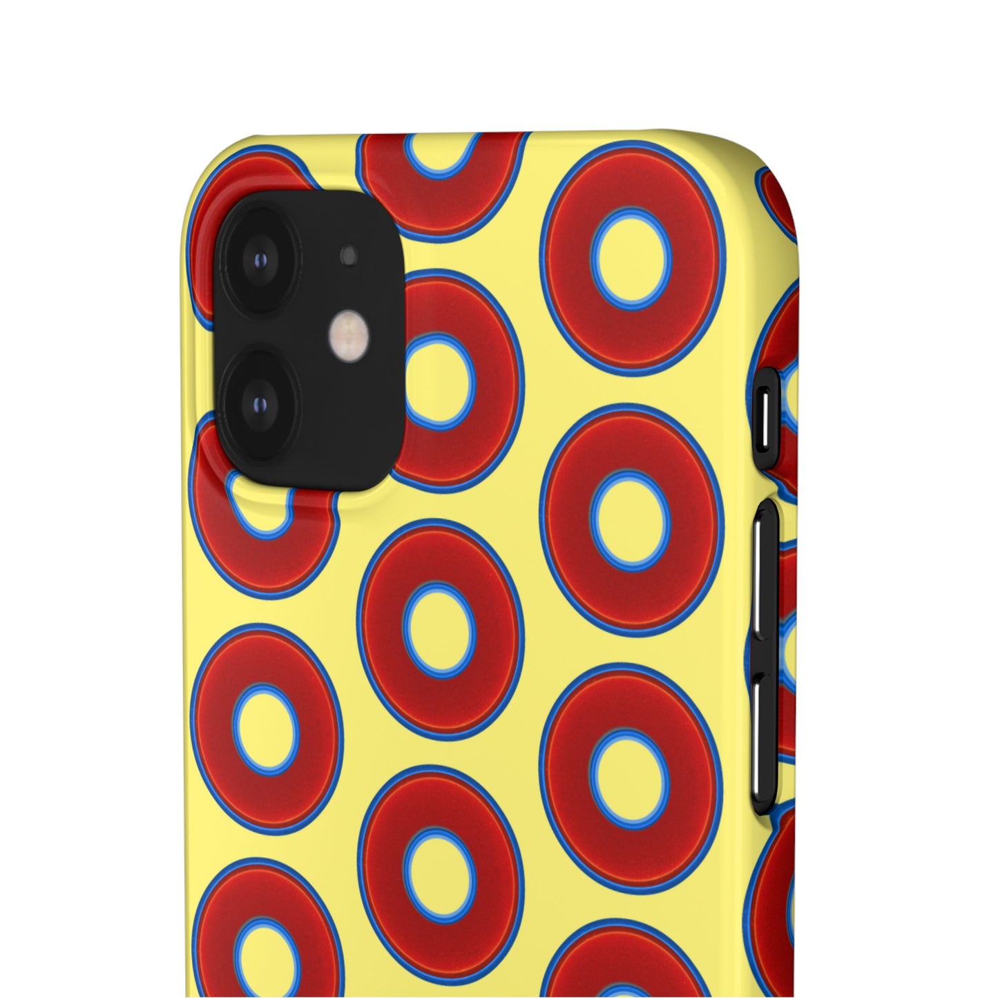 Lumpy Donut Snap Case - red vivid donut print w/yellow background