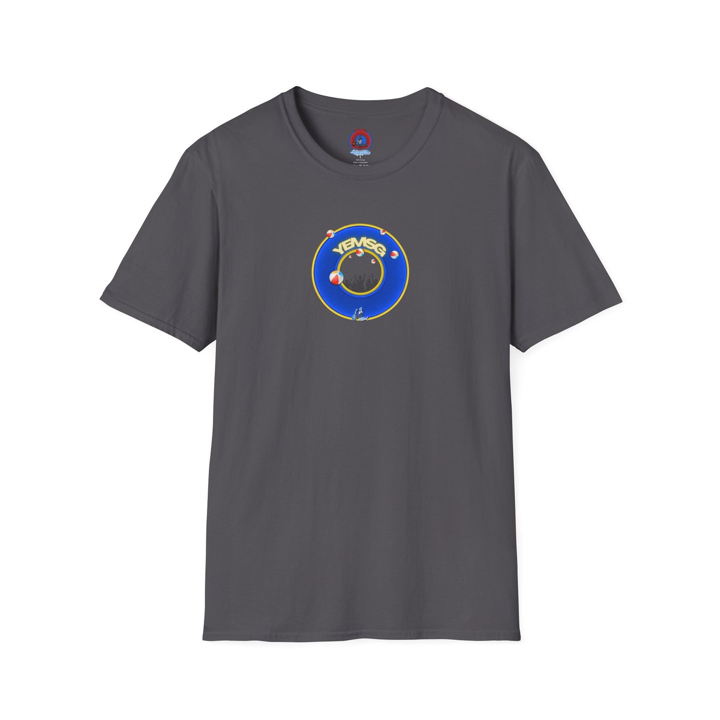 Donut Tee - Unisex Soft-Style - "The Donut's Secret Ingredient? MSG" - vivid blue/yellow donut - variant 2
