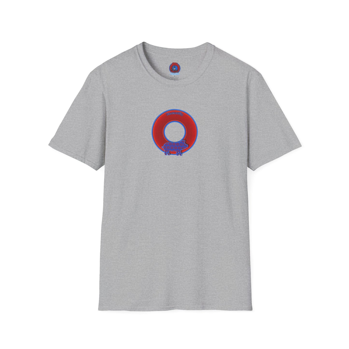 Classic Donut Tee - Unisex Soft-Style - "Guyute's Ugly Donut" - vivid red/blue donut - variant 1