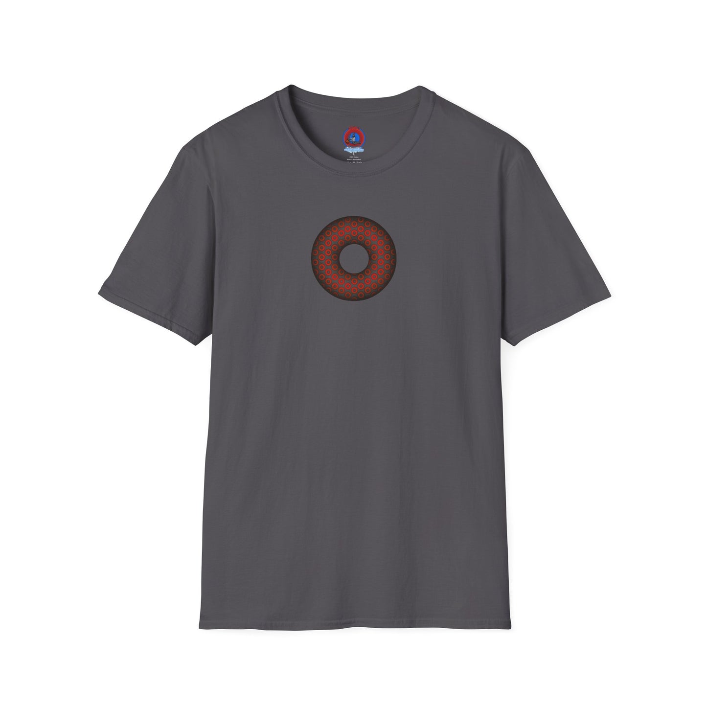 Plain Donuts/Unisex Soft-Style - "Plain Paradoxical Grided Donut" - red/dark gray donuts