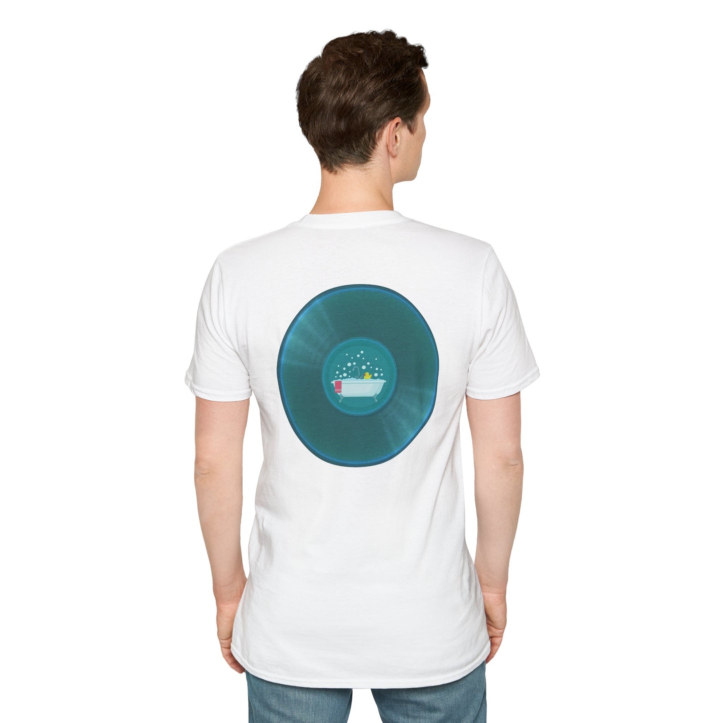 Classic Donut Tee - Unisex Soft-Style - "Bathtub Fun" - dark aquamarine donut