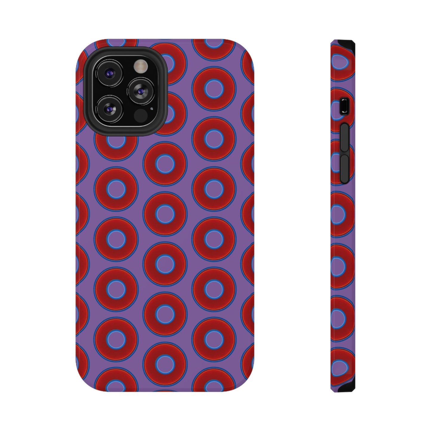 Impact-Resistant Lumpy Donut Case - red vivid donut print w/light purple background