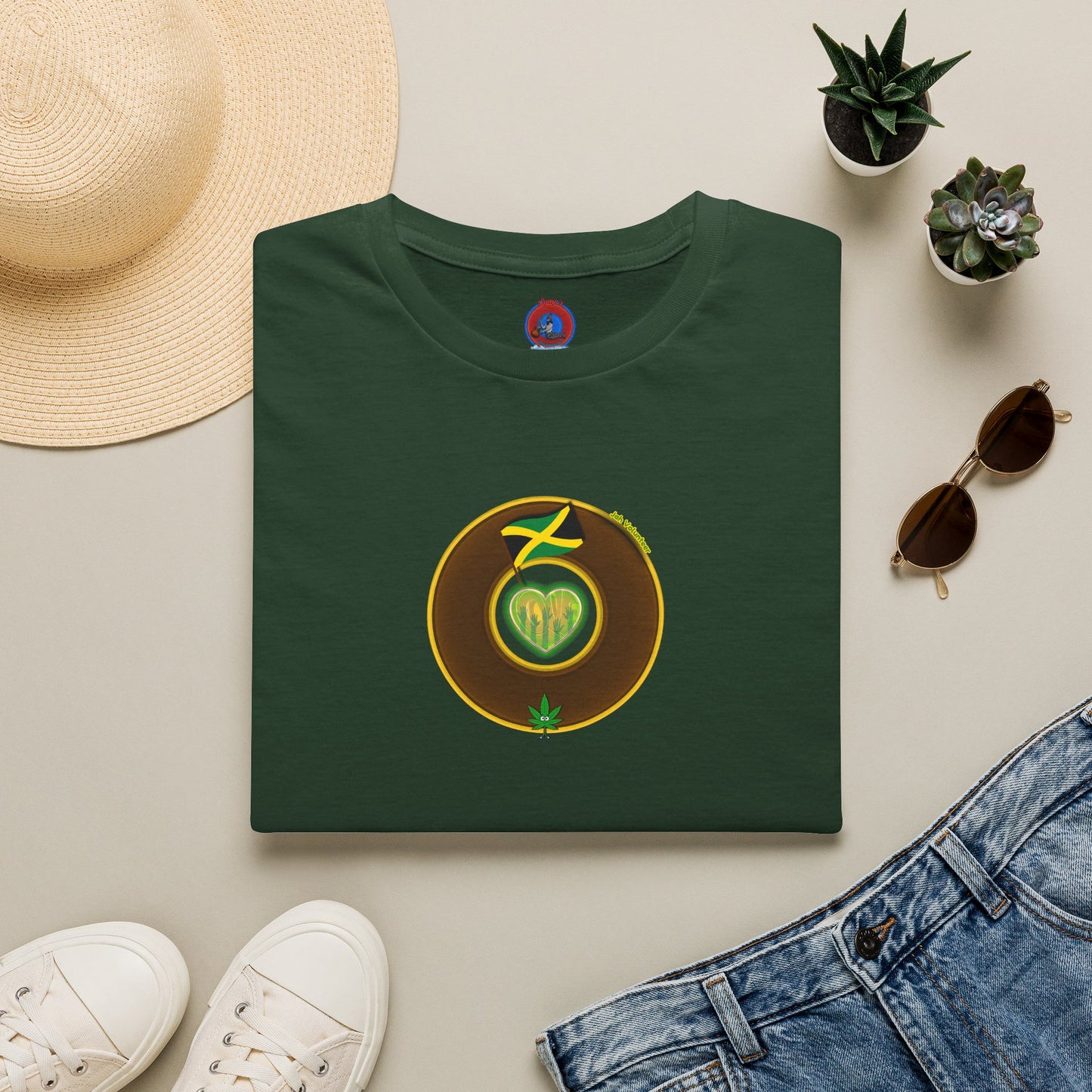 Classic Donut Tee - Unisex Soft-Style - "Jah Volunteers Protect Jah Love... and donuts!" - vivid brown/gold donut