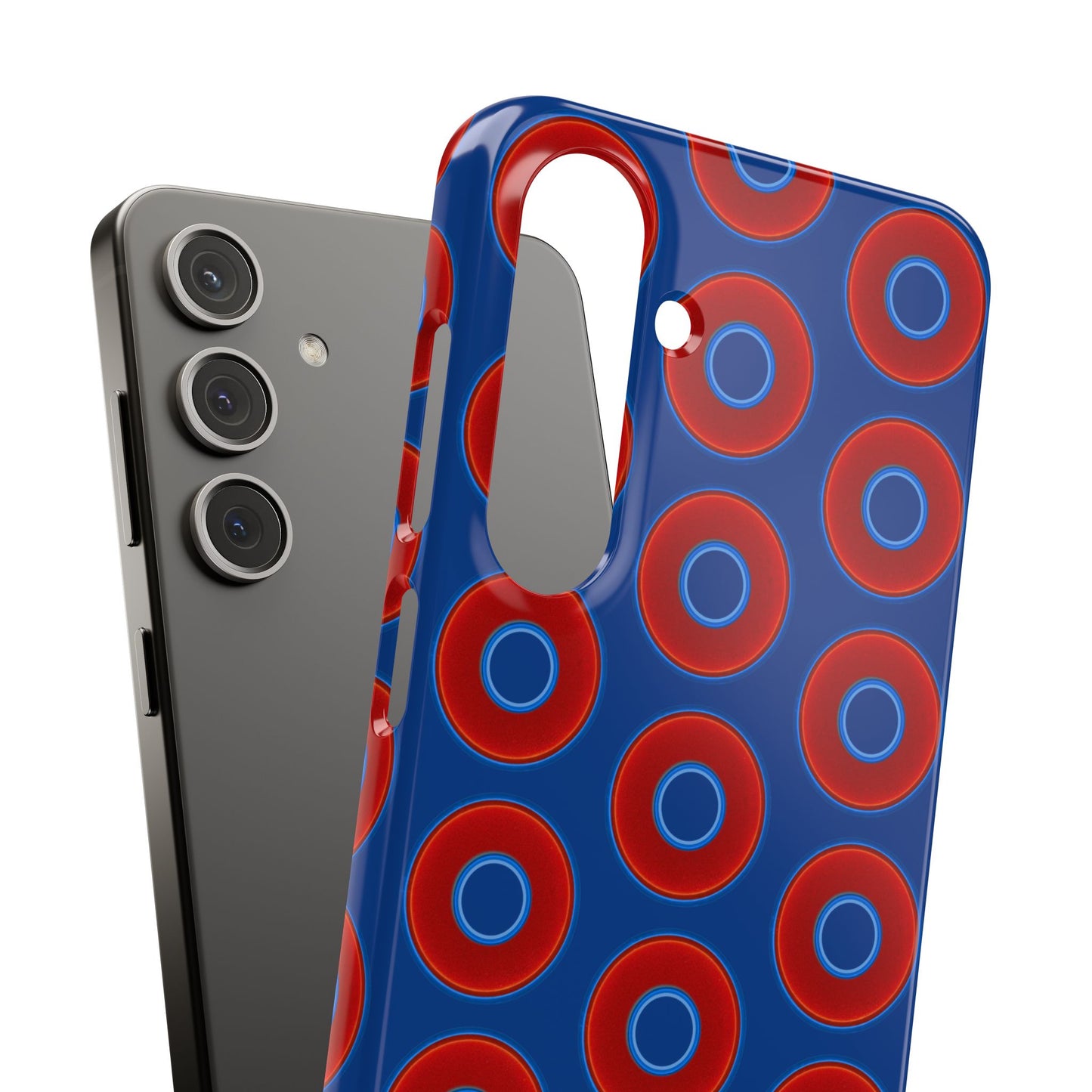 Lumpy Donut Snap Case - red vivid donut print w/dark blue background