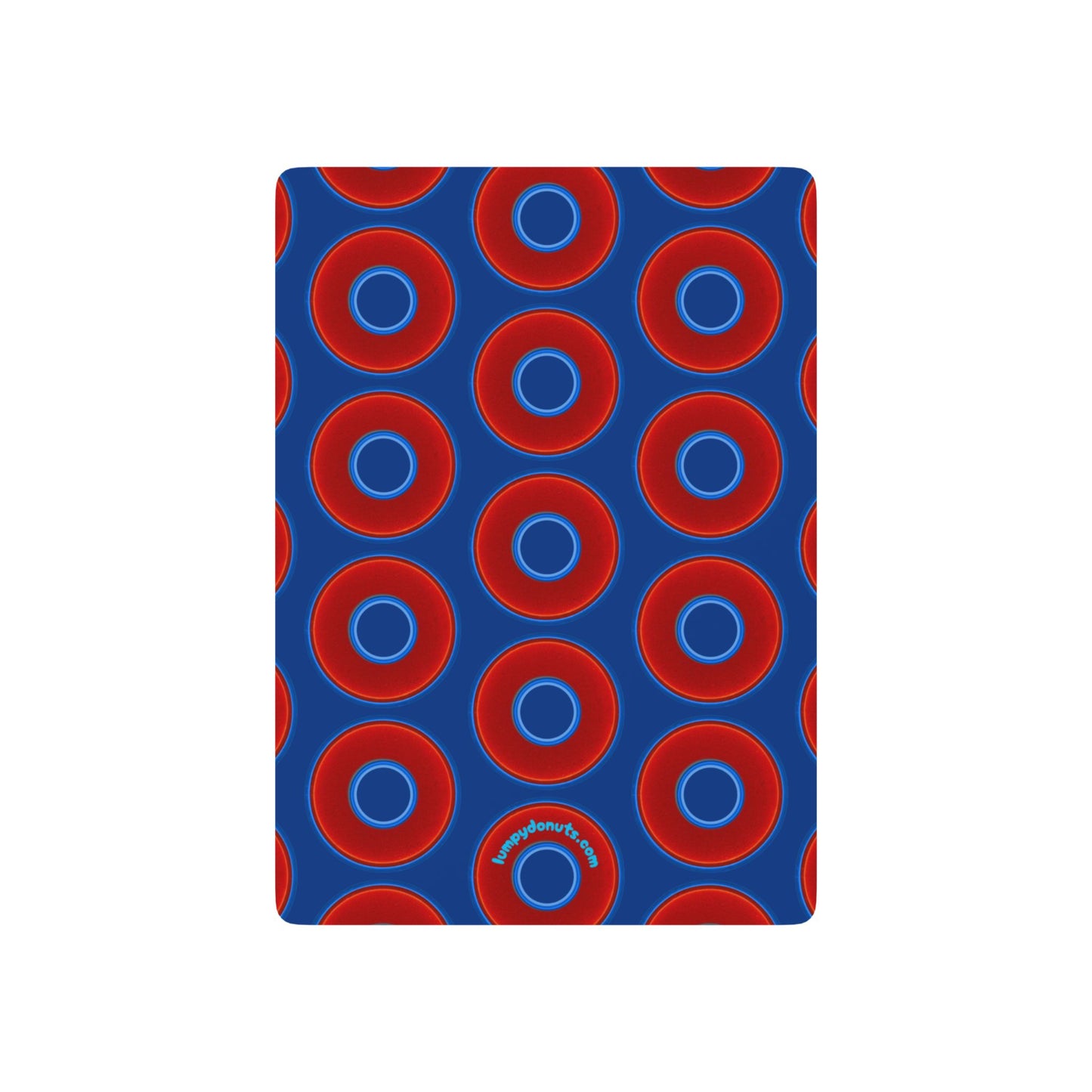 Lumpy Donut Playing Decks - 52-cards of red vivid donuts w/dark blue background