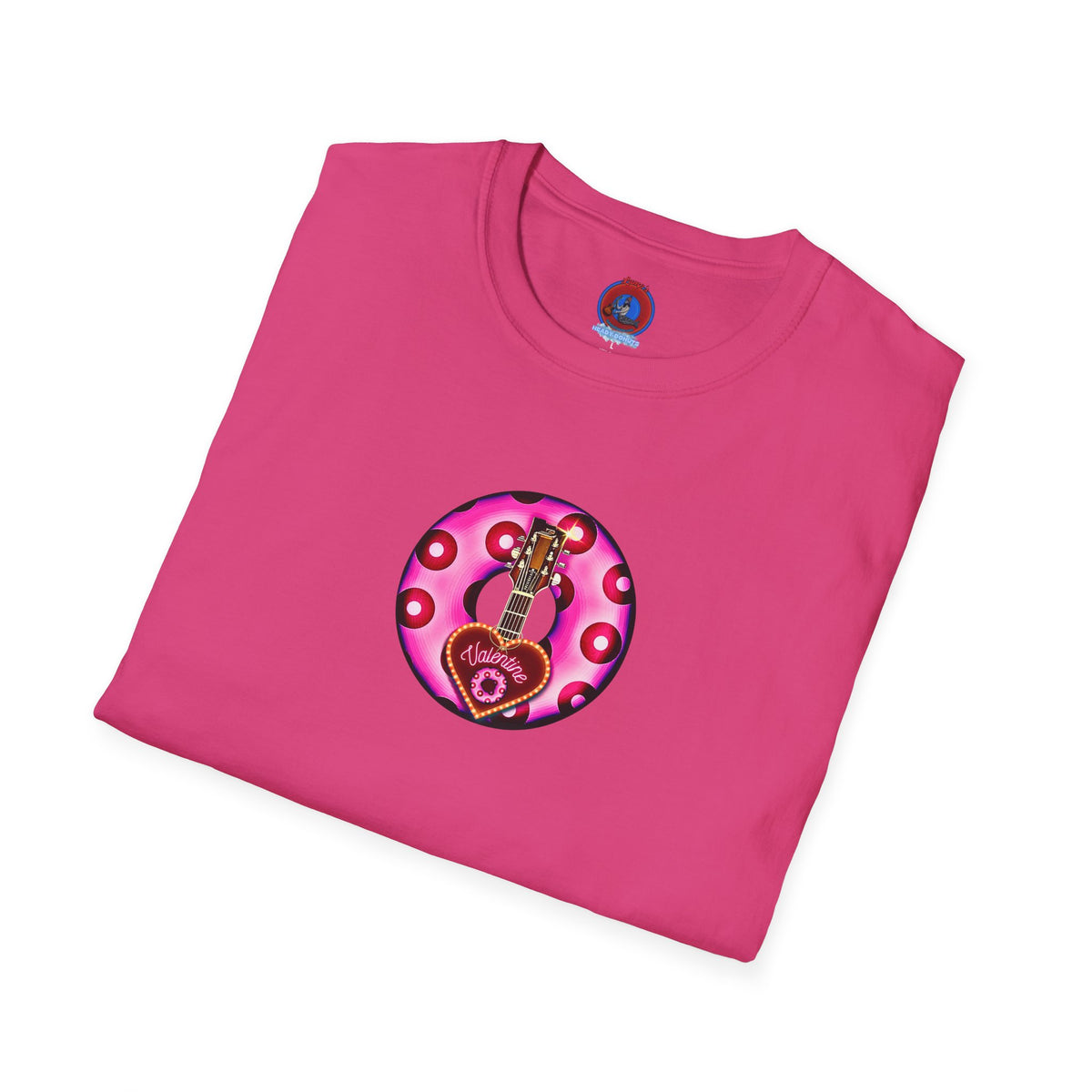 Classic Donut Tee - Unisex Soft-Style - "Would You Be My Donut?" - paradoxical bubblegum pink/red donut - variant 2