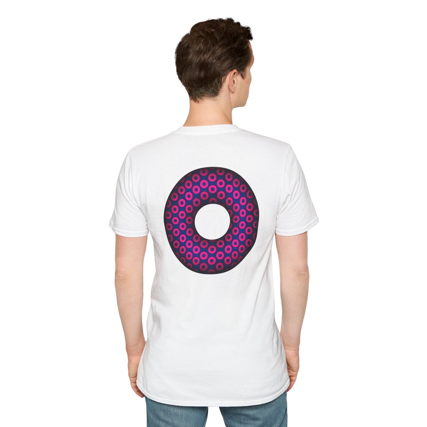 Plain Donuts/Unisex Soft-Style - "Plain Paradoxical Grided Donuts" - light magenta/dark blue donuts