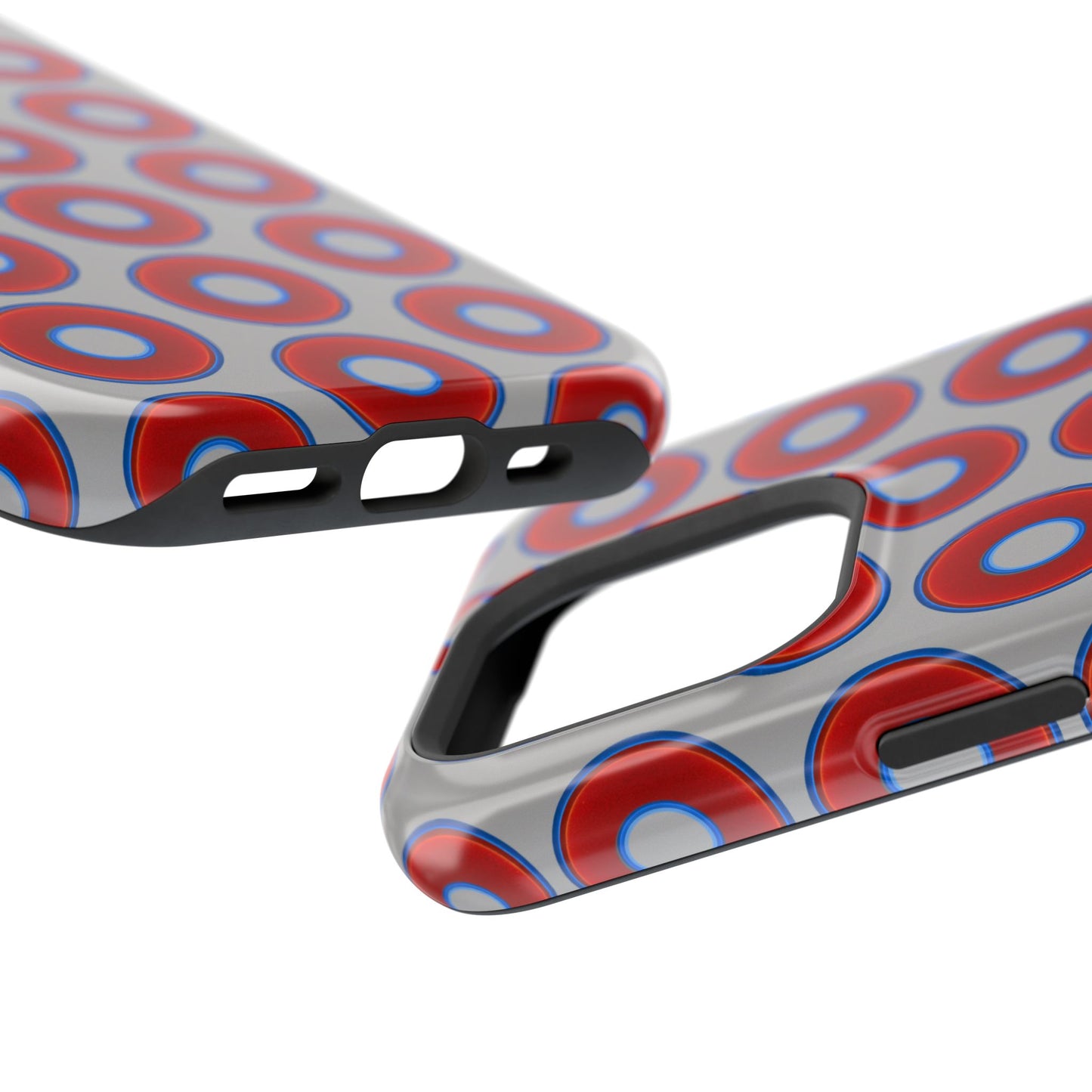 Impact-Resistant Lumpy Donut Case - red vivid donut print w/light gray background