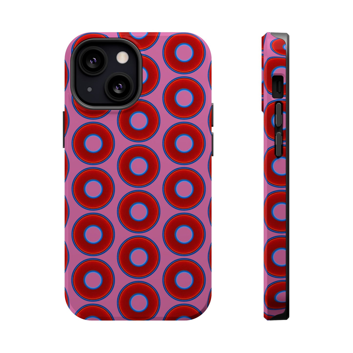 Magnetic Tough Donut Case - red vivid donut print w/pink background