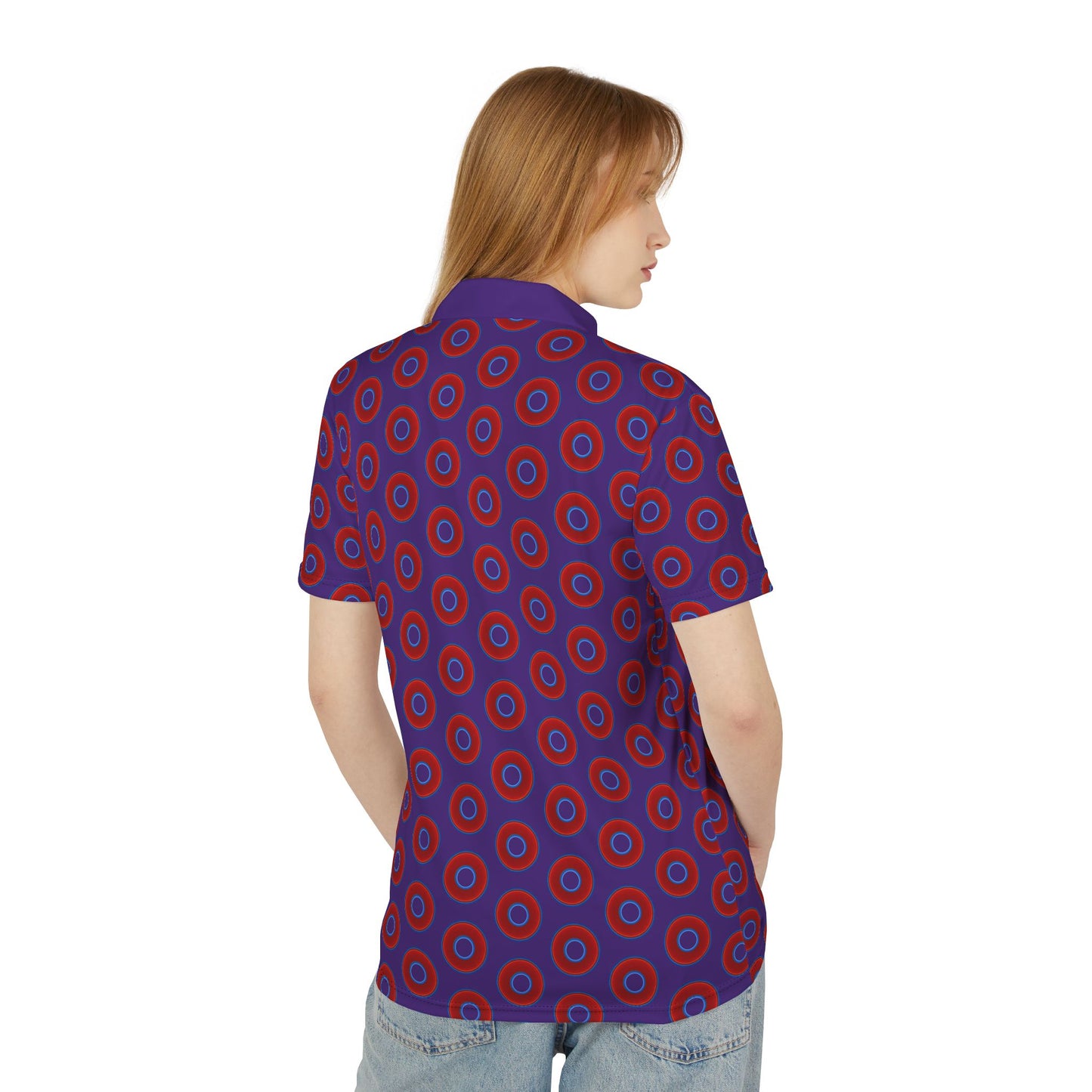 AOP Donut Polo - vivid donut print w/purple background [unisex]