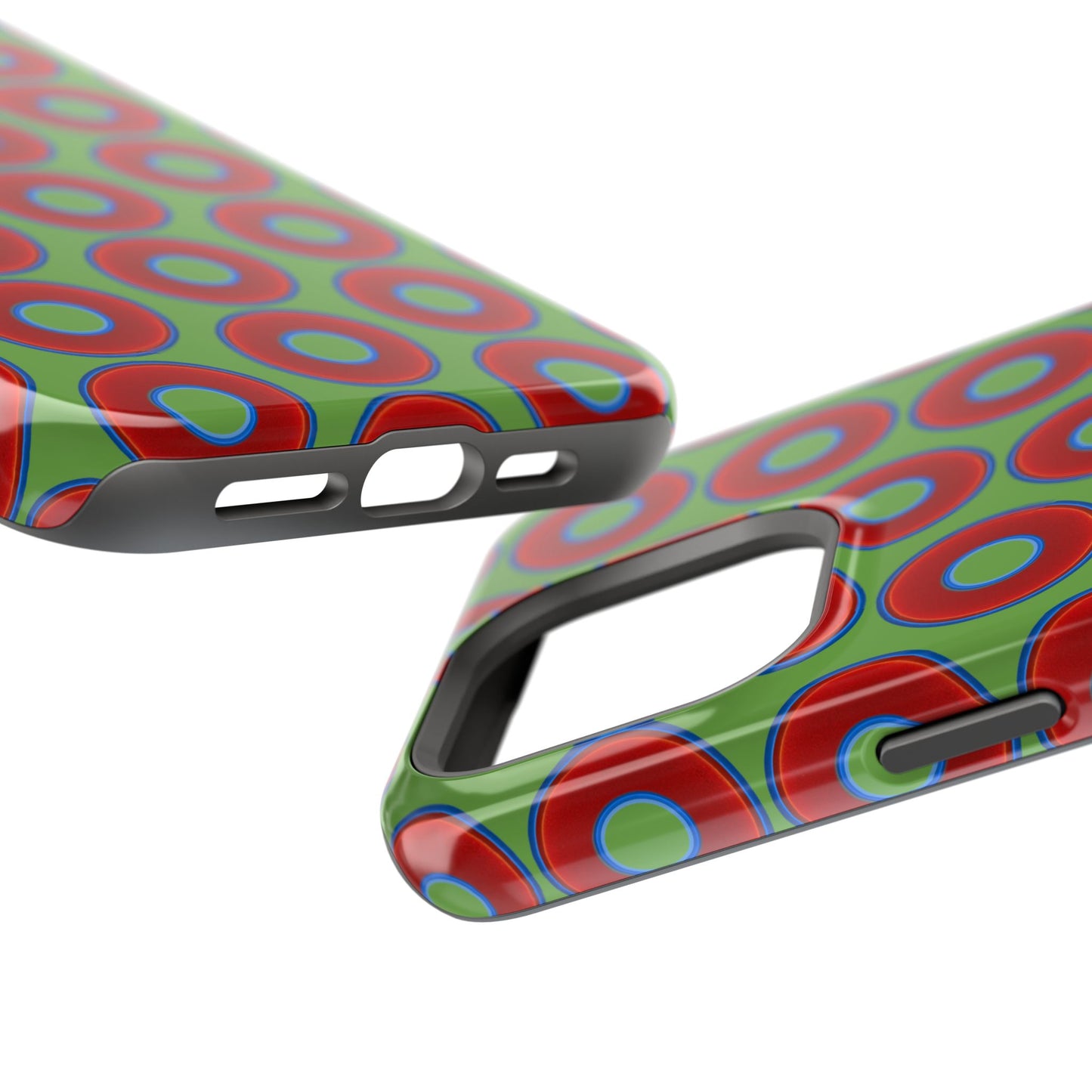 Magnetic Tough Donut Case - red vivid donut print w/light green background