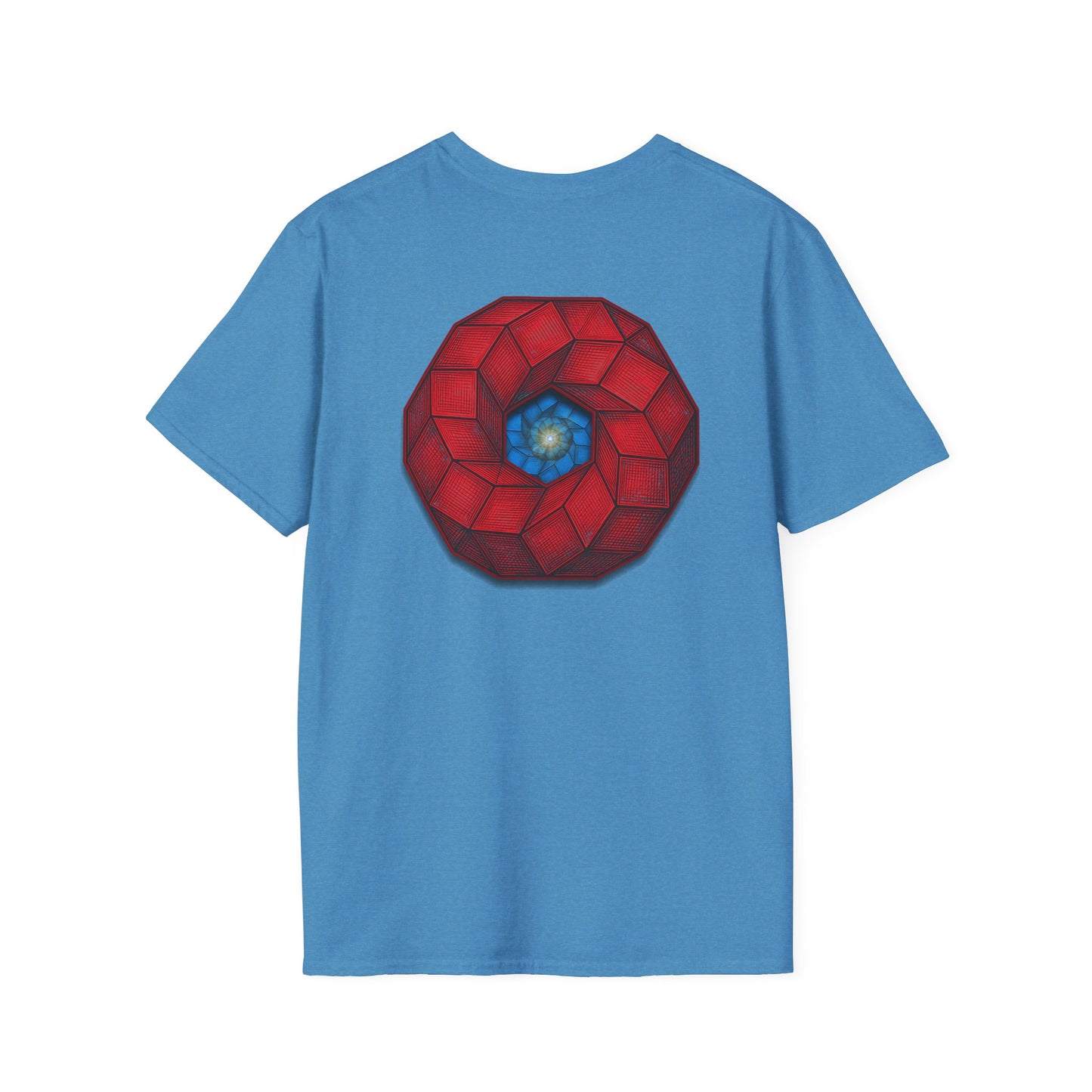 Classic Donut Tee - Unisex Soft-Style - "The 9th Donut" - rustic red/blue cubed donut - variant 1