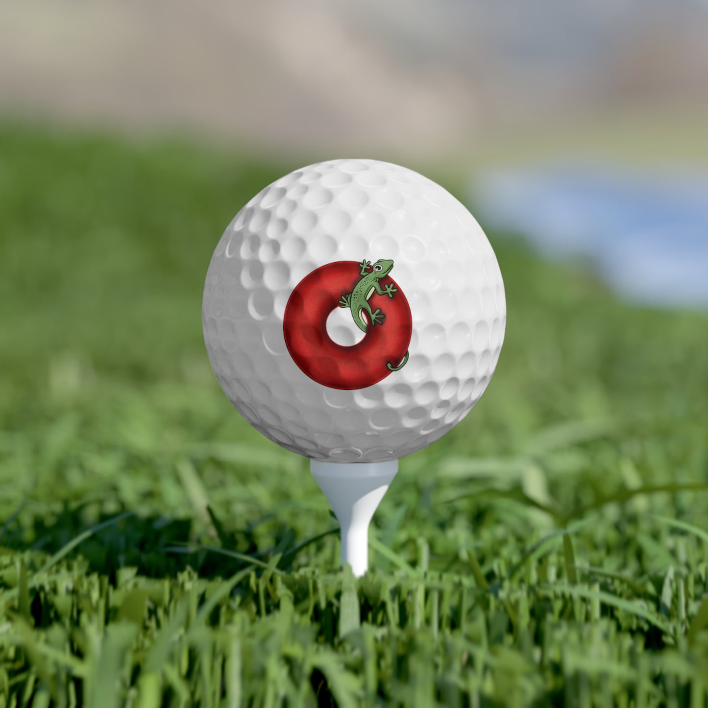 Lumpy Donut Golf Balls - 6-pack - "My Golf Game is Practically Extinct" - red blimpy donut - variant 1