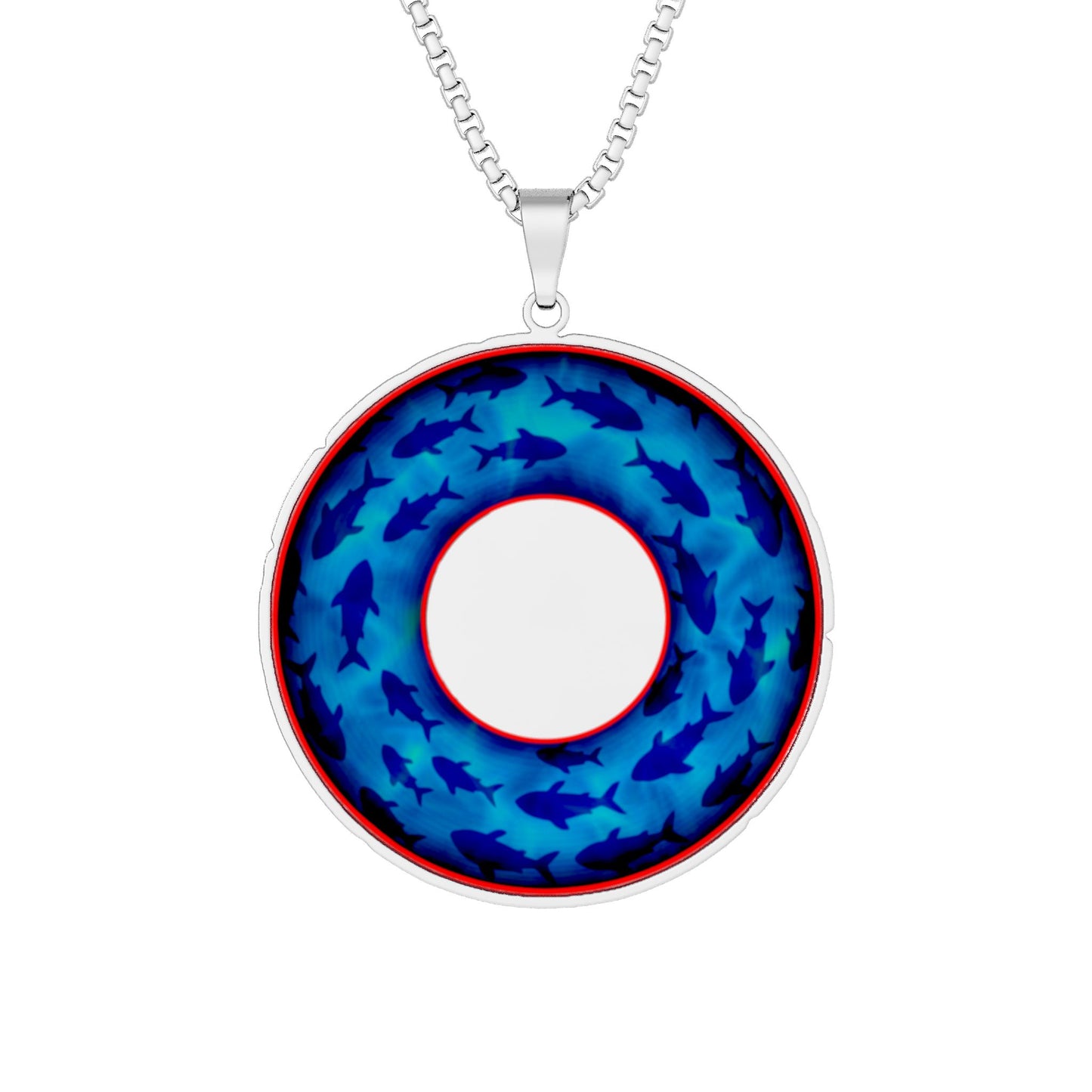 Lump's Heady Donut Necklace - 1" x 1" Stainless Steel Pendant - "Skoolie of Phishies Pendant" - fish tank donut - variant 2