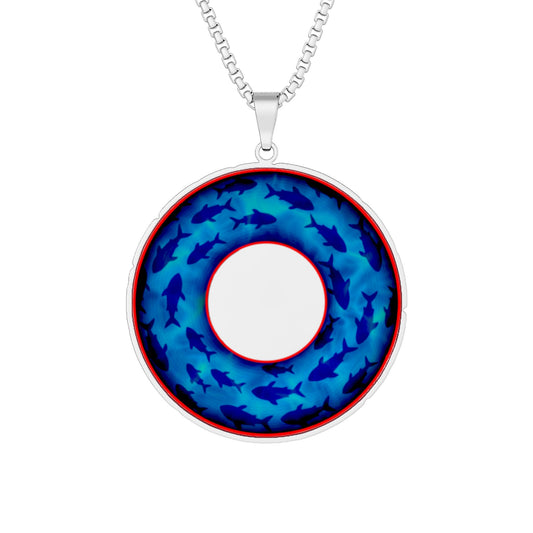 Lump's Heady Donut Necklace - 1" x 1" Stainless Steel Pendant - "Skoolie of Phishies Pendant" - fish tank donut - variant 2