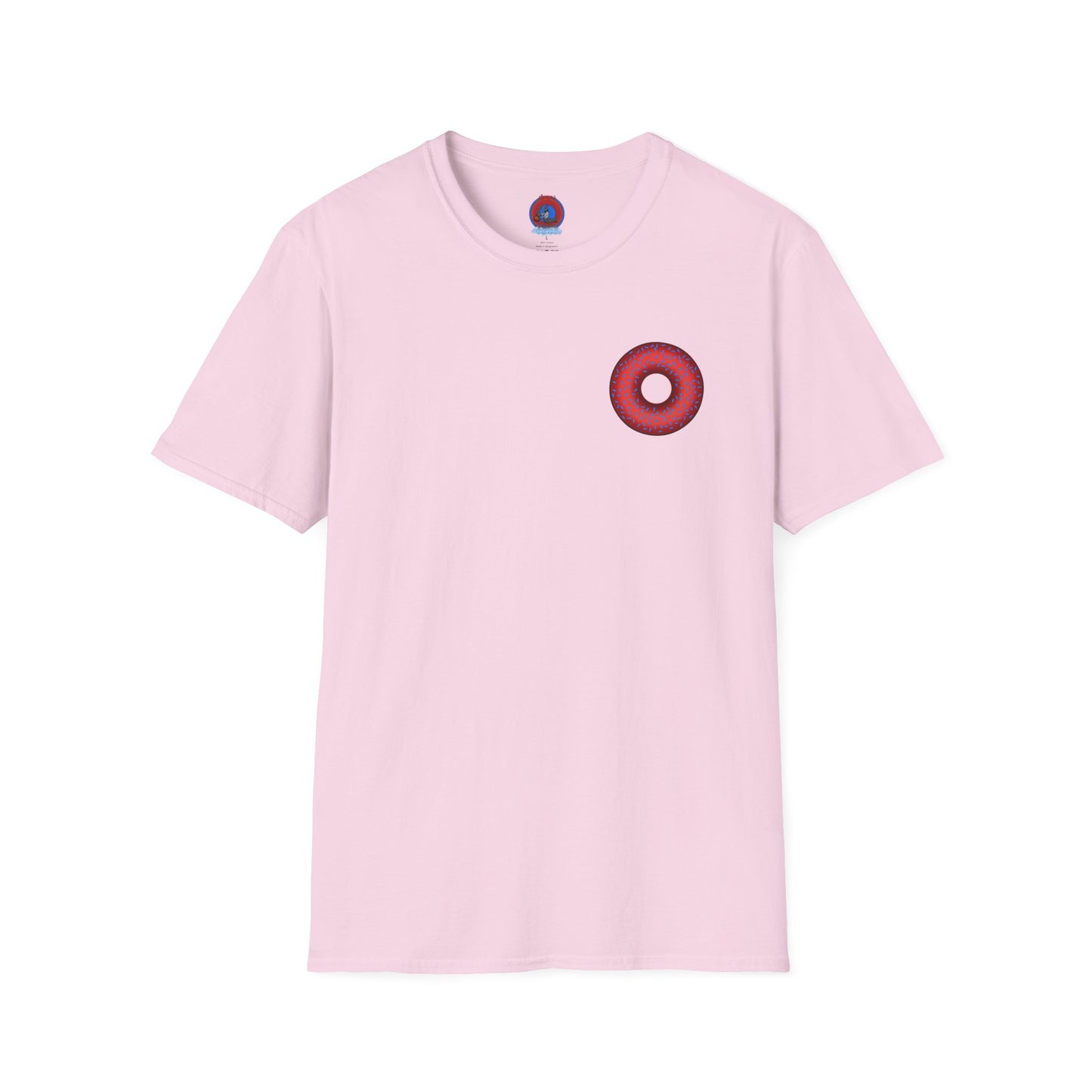 Classic Donut Tee - Unisex Soft-Style - "Plain Plump Donut w/" - plump red donut w/blue sprinkles