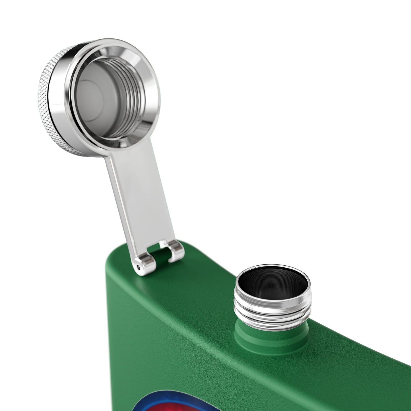 Lump's Donut Flask 6 oz - Vivid red/dark blue donut - [*w/your choice of 8 backgrounds]