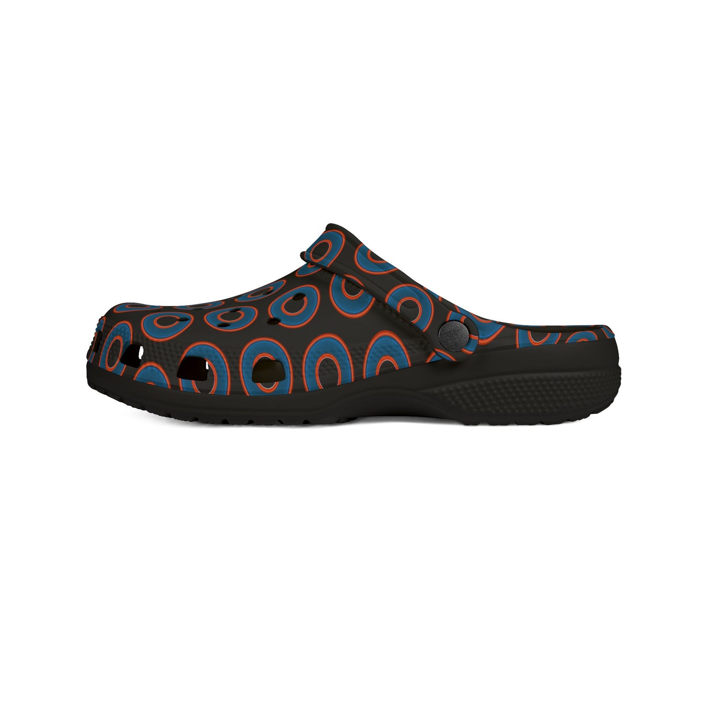 Spatchcocks - donut slip-on shoes - blue rustic donuts w/black background [unisex]