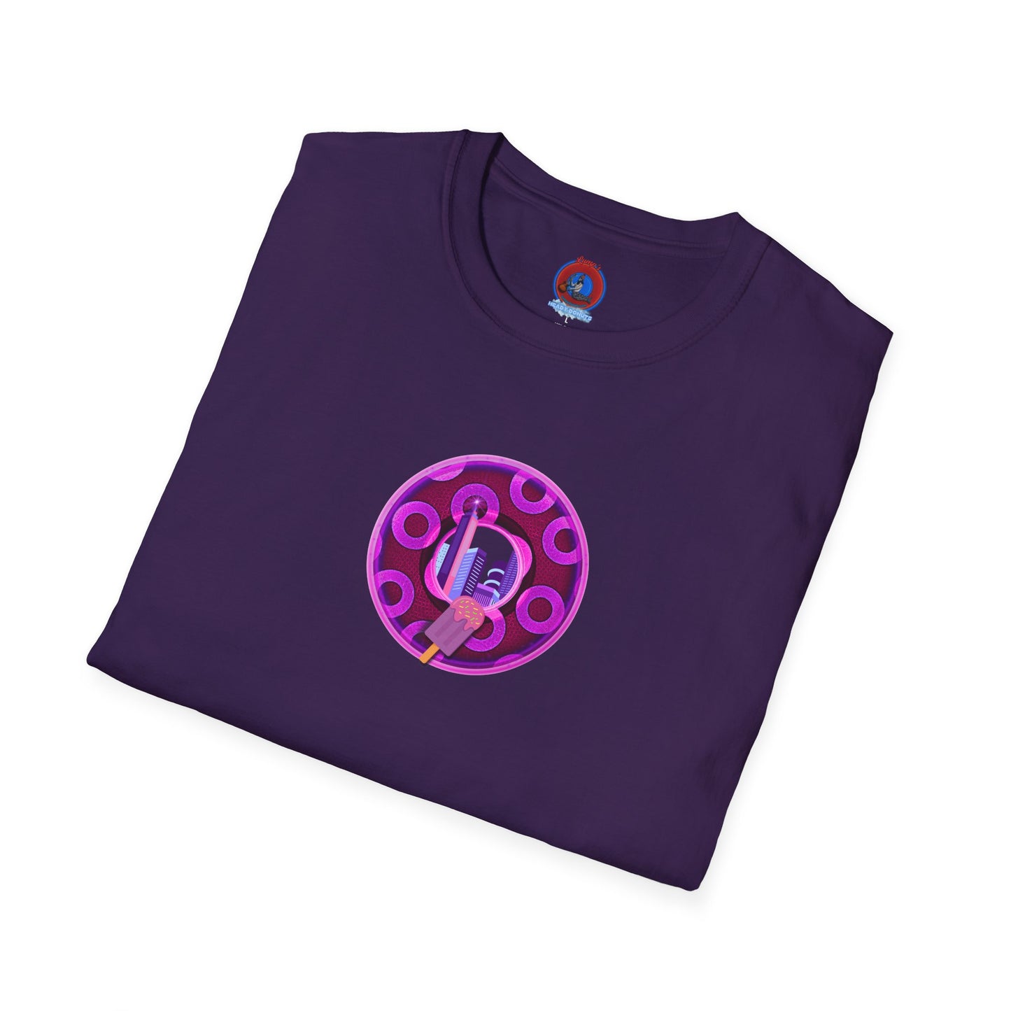 Classic Donut Tee - Unisex Soft-Style - "It's Ice Cream Popsicles - YEMSG Donut" - purple/magenta paradox donut - variant 2