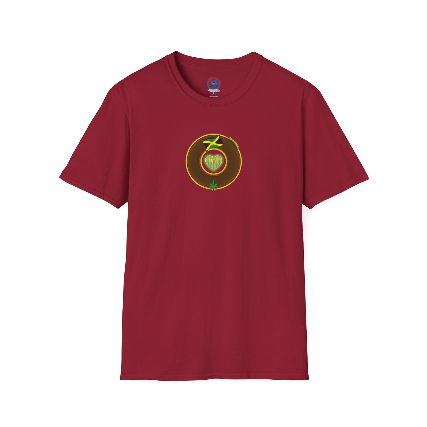 Classic Donut Tee - Unisex Soft-Style - "Jah Volunteers Protect Jah Love... and donuts!" - vivid brown/gold donut