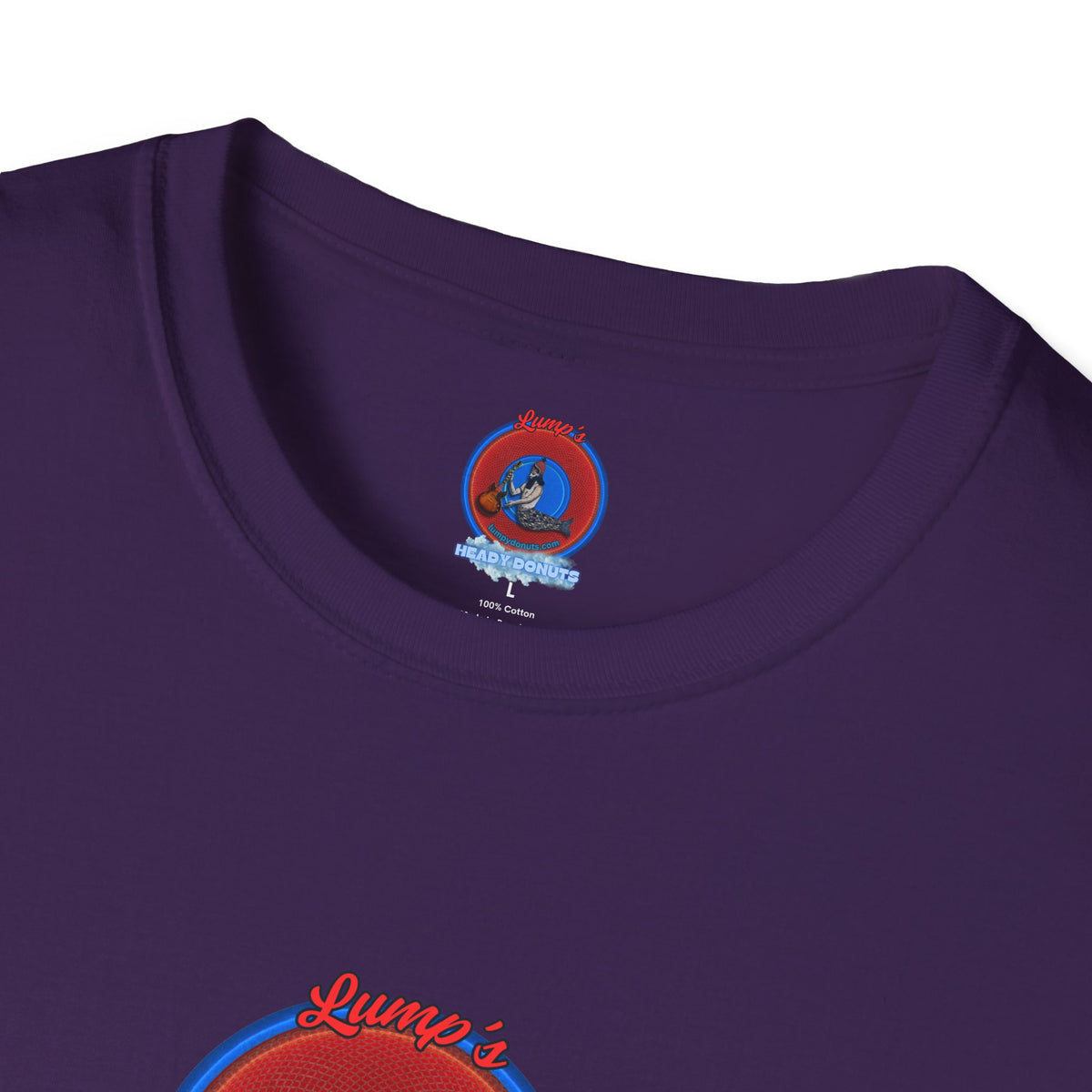 Classic Donut Tee - Unisex Soft-Style - "Lump's Heady Donuts Logo" - series 1.0  - red/blue rustic donut