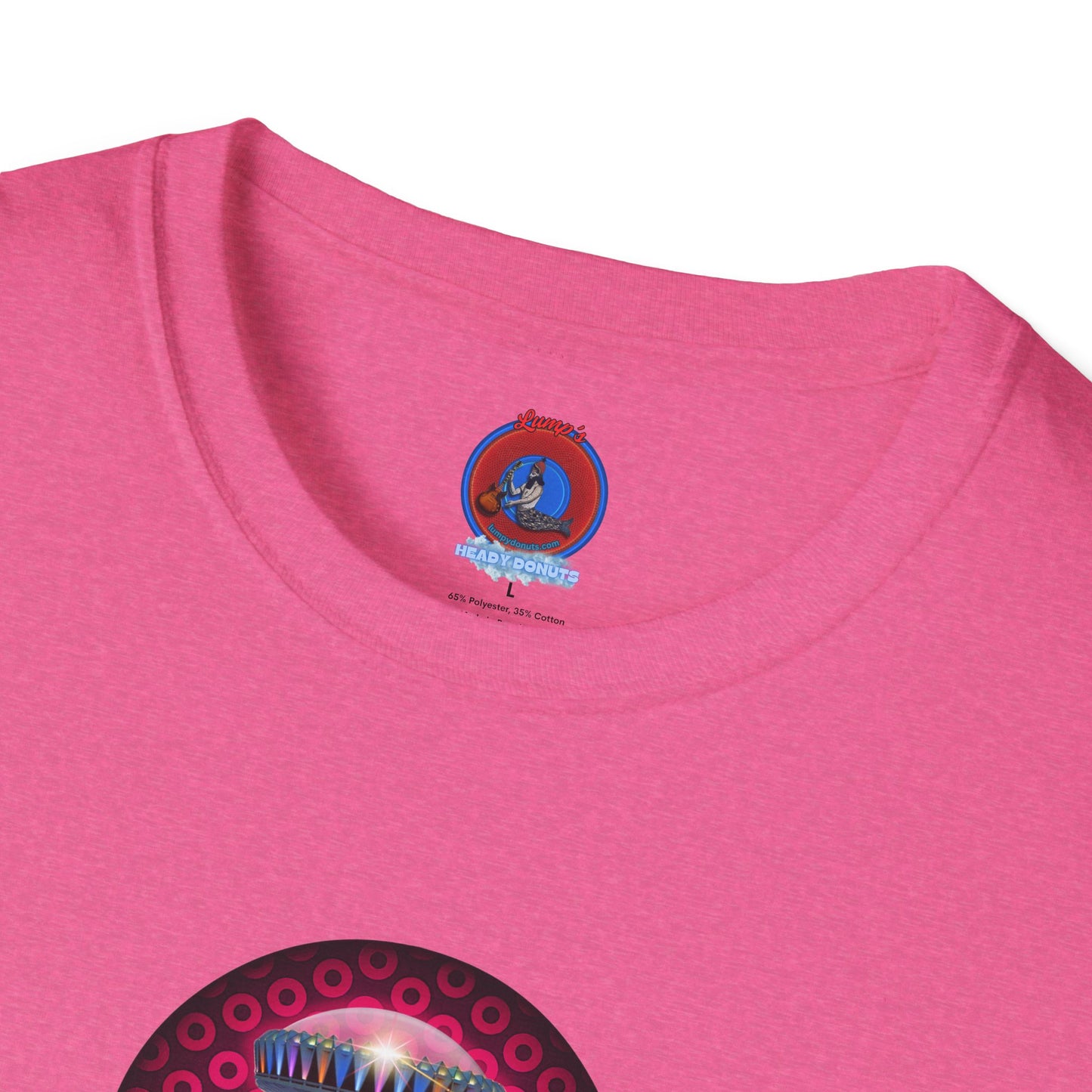 Classic Donut Tee - Unisex Soft-Style - "Donuts now Served on the Mothership" - series 1.0  - variant 2  - red/red paradoxical donut