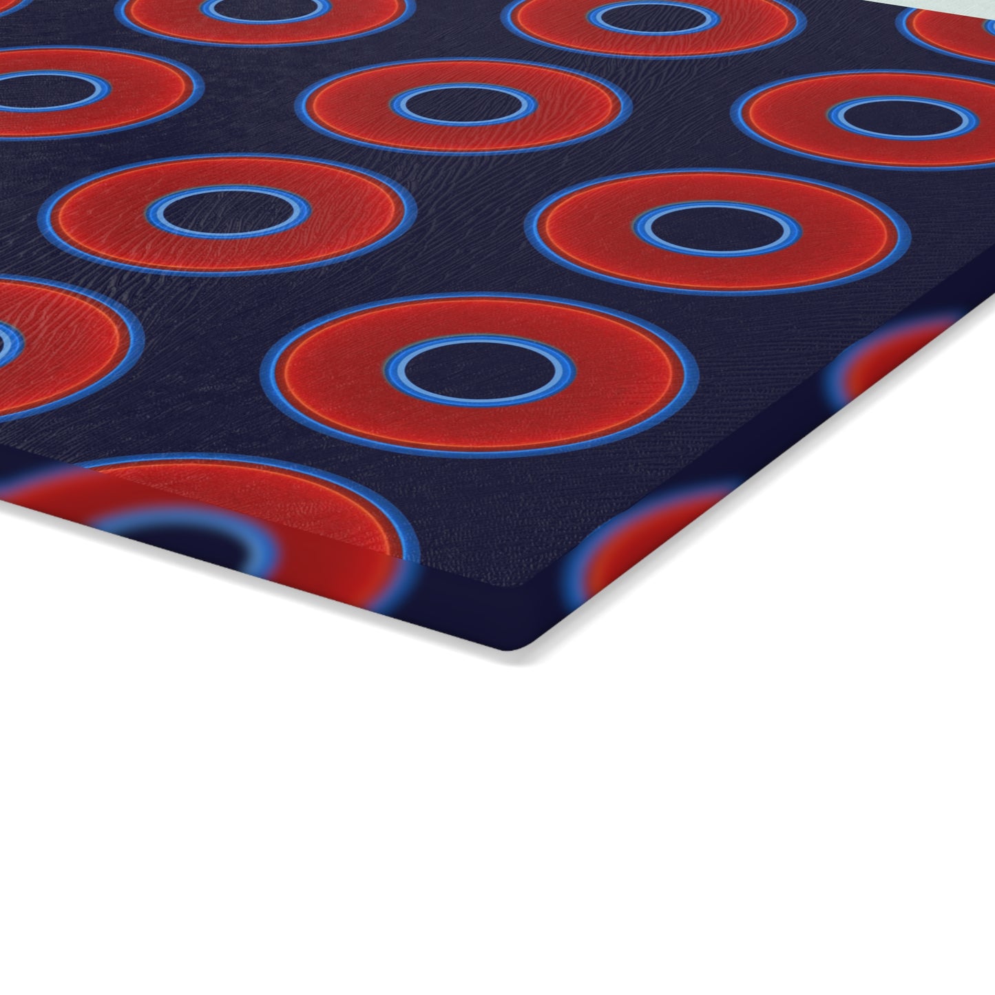 My Friend's Cutting Board - vivid red donuts w/midnight blue background
